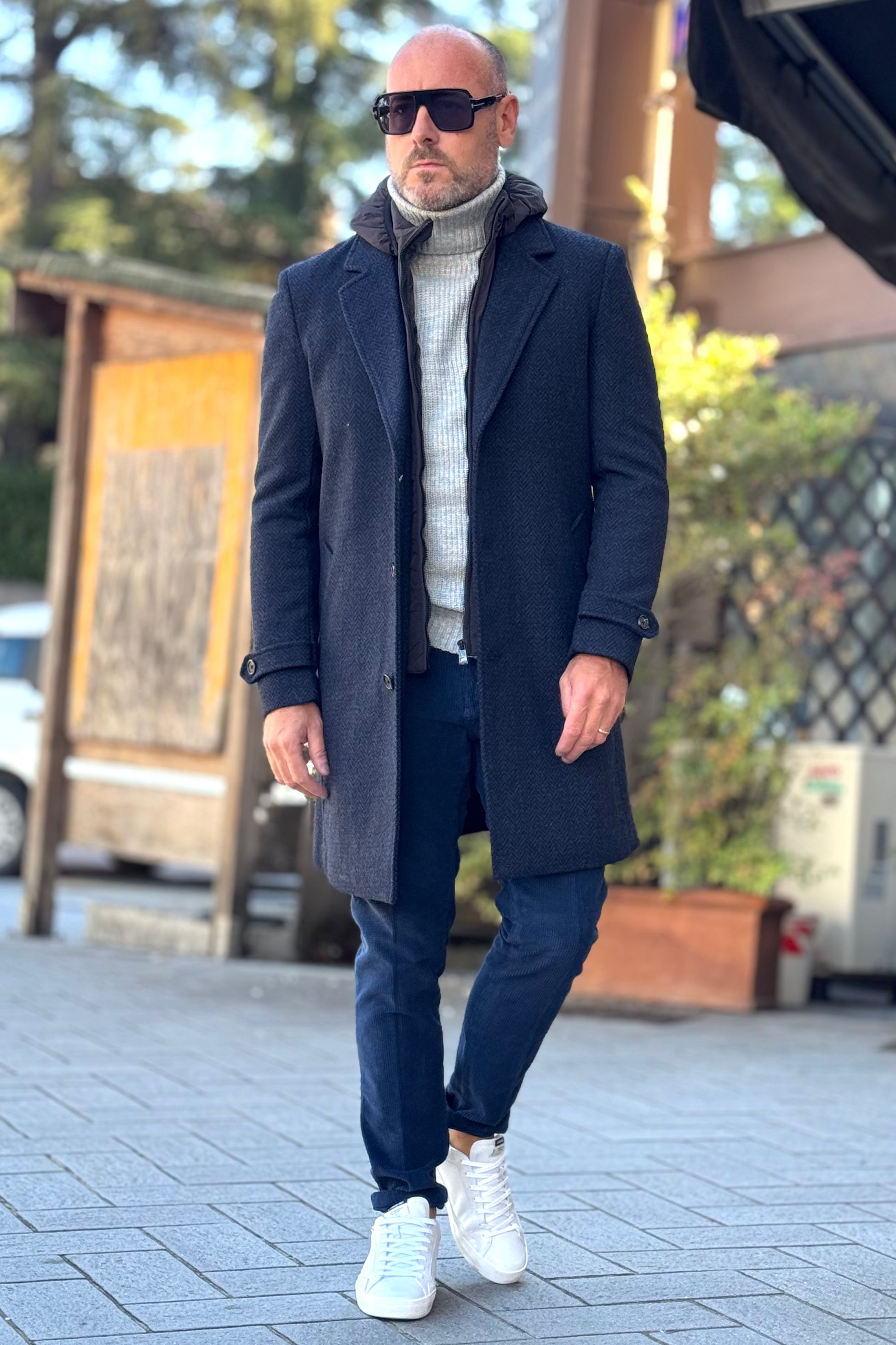 TELAMIRA CAPPOTTO IN PANNO CON PIUMINO STACCABILE COLORE BLU