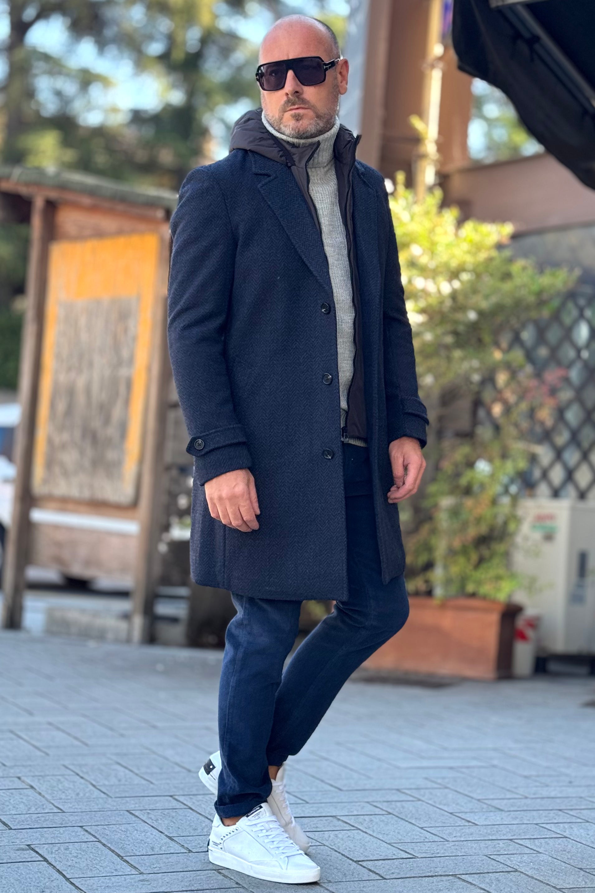 TELAMIRA CAPPOTTO IN PANNO CON PIUMINO STACCABILE COLORE BLU