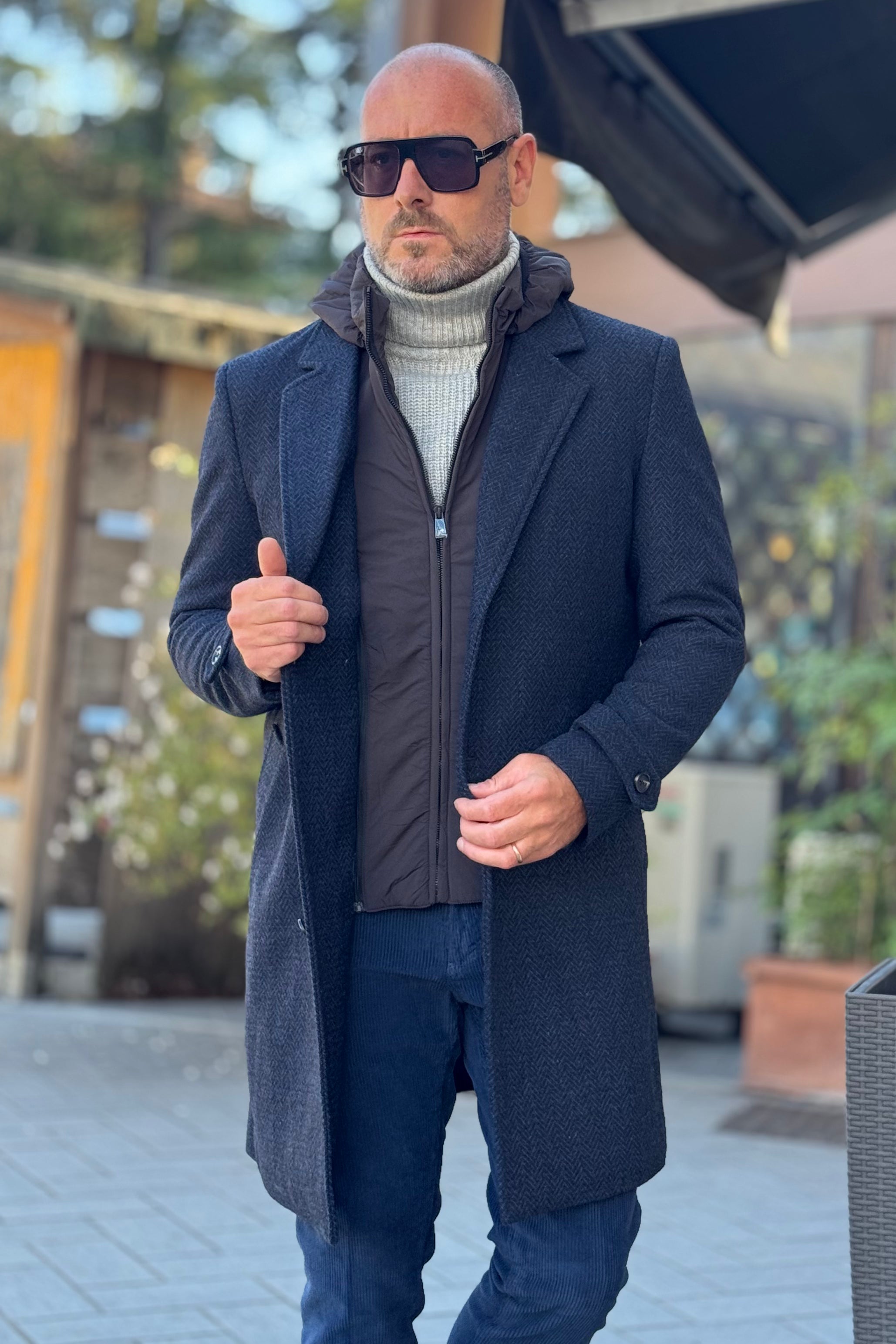 TELAMIRA CAPPOTTO IN PANNO CON PIUMINO STACCABILE COLORE BLU