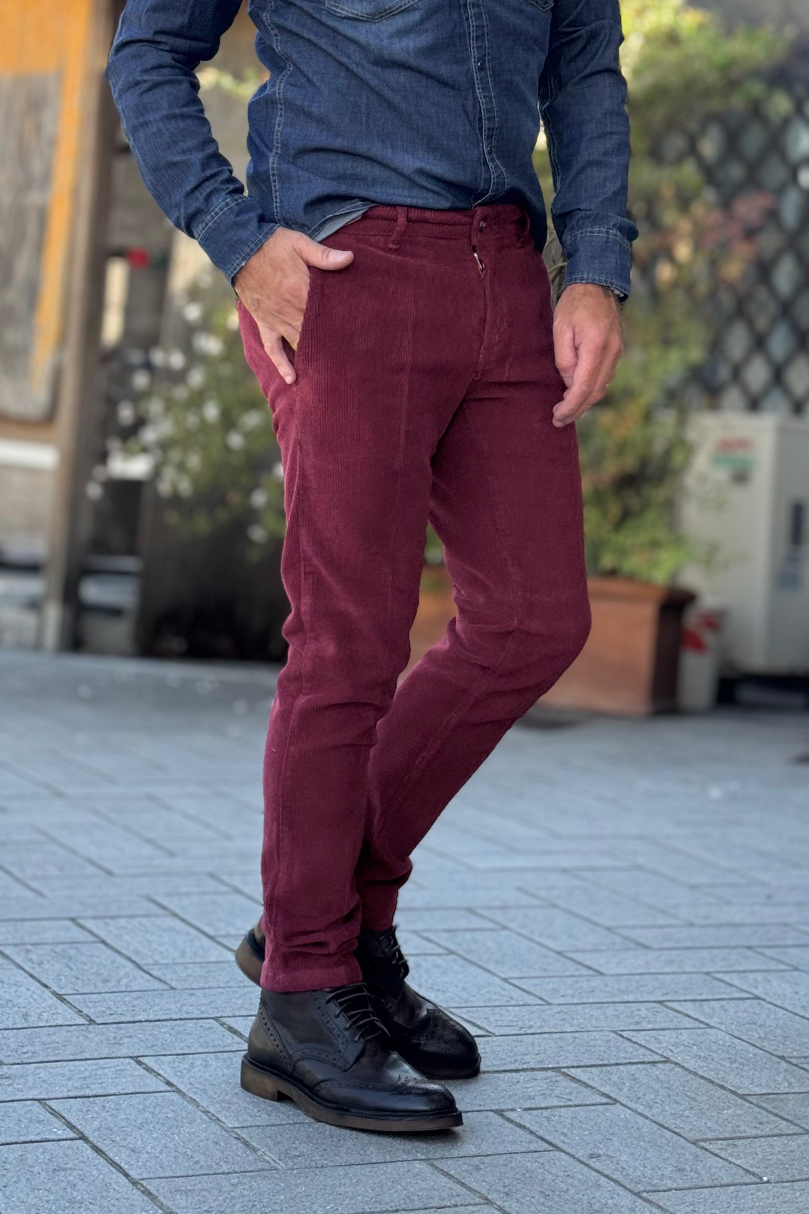TELAMIRA PANTALONE SLIM IN VELLUTO DISPONIBILE IN 3 COLORI