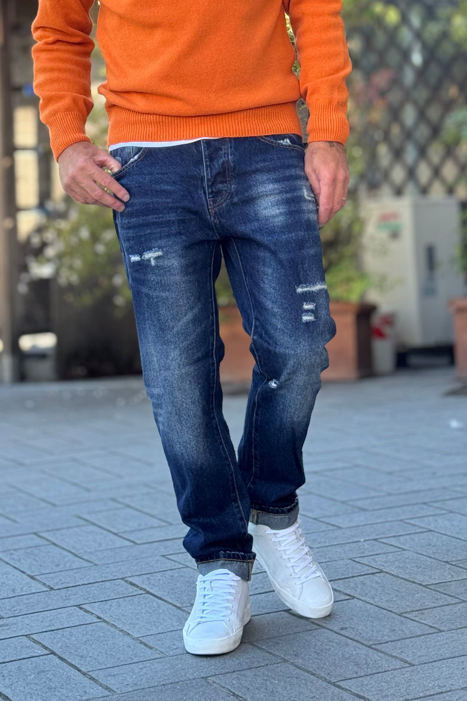 TELAMIRA JEANS REGULAR CON MICRO ABRASIONE LAVAGGIO MEDIO/SCURO