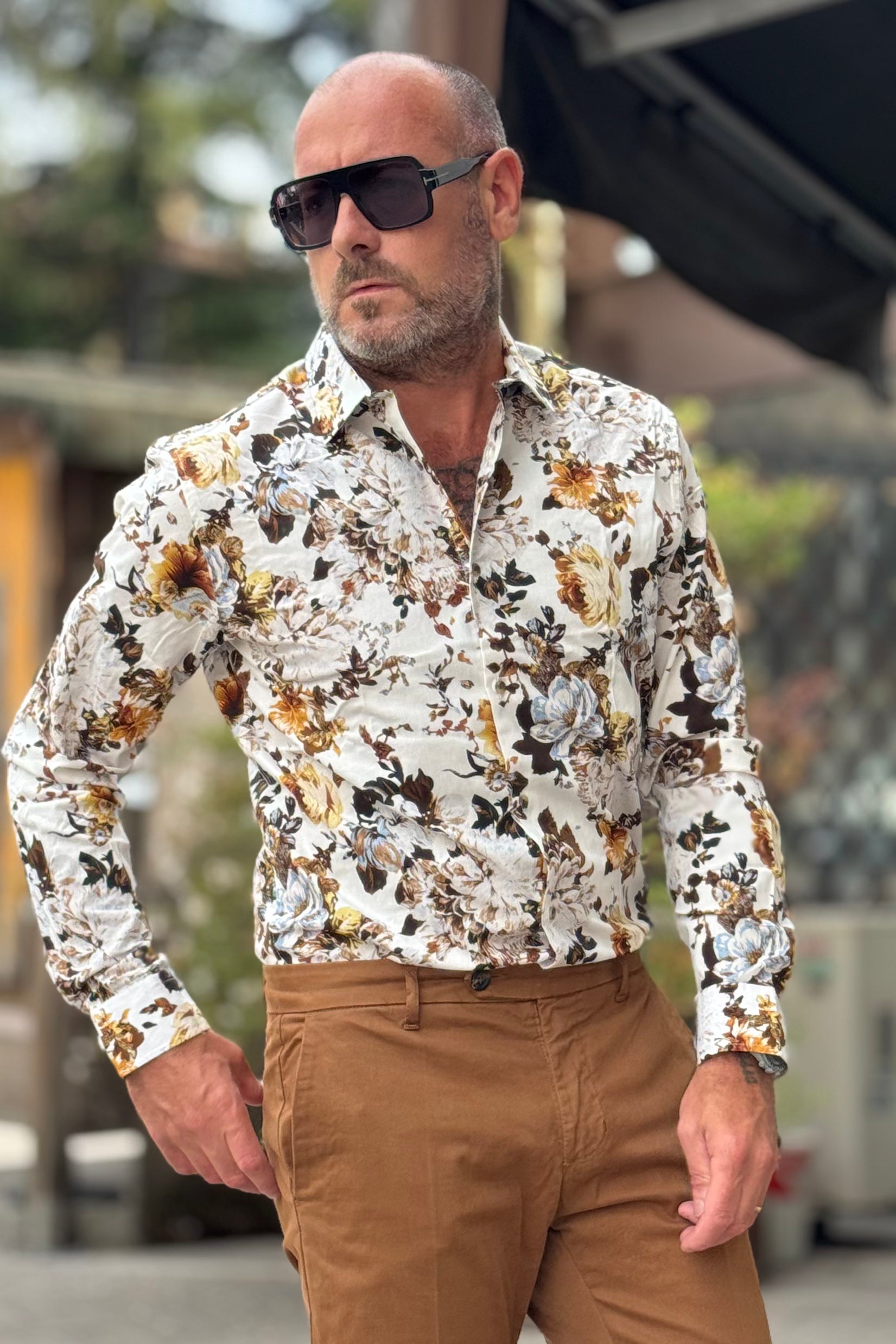 TELAMIRA BTC06 CAMICIA SLIM CON MOTIVO FLOREALE