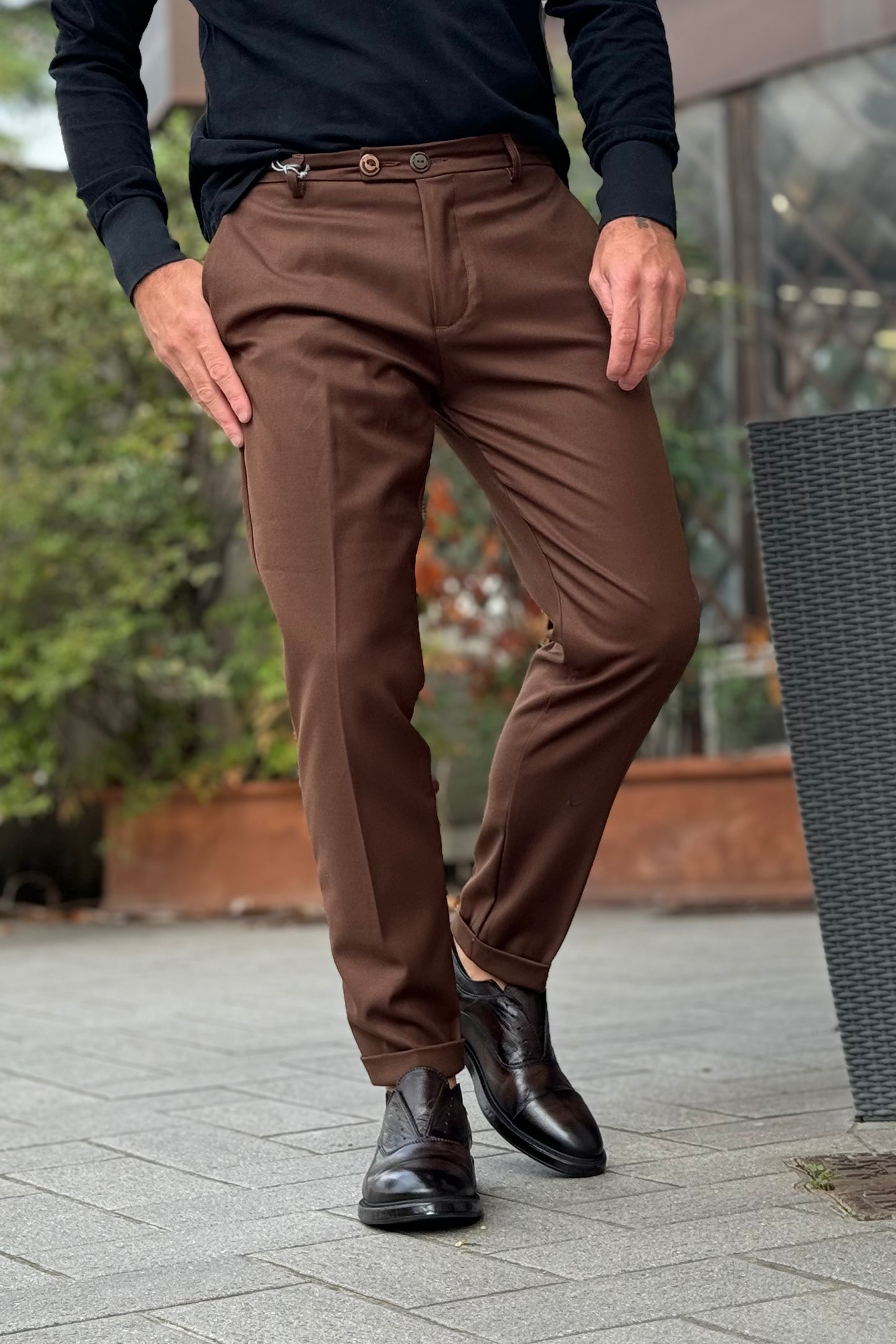 Neill Katter NK09 slim fit trousers with double button fastening available in 3 colours