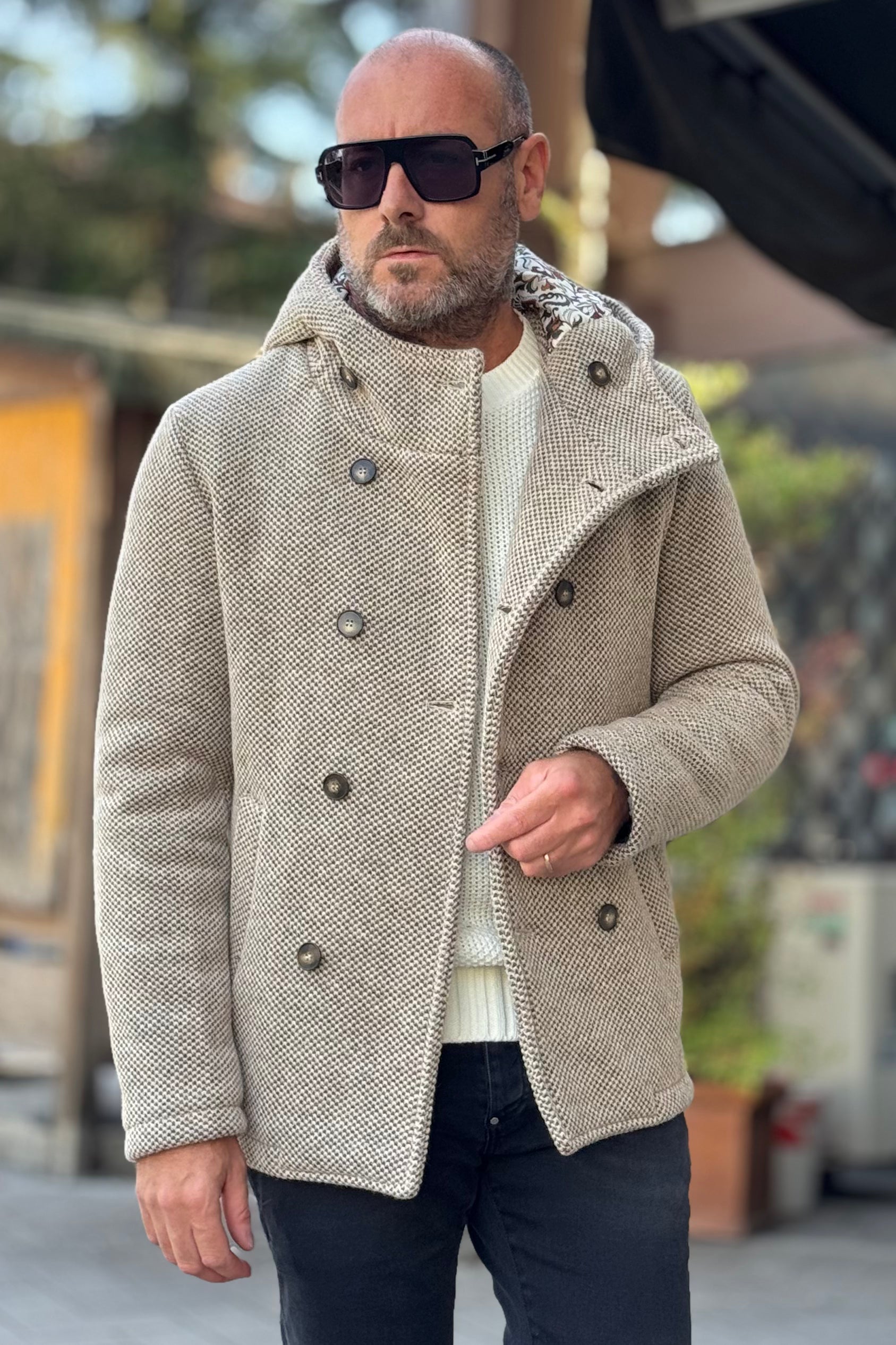 V2 PEACOAT IN PANNO TRAMA PUNTO RISO DISPONIBILE IN 3 COLORI