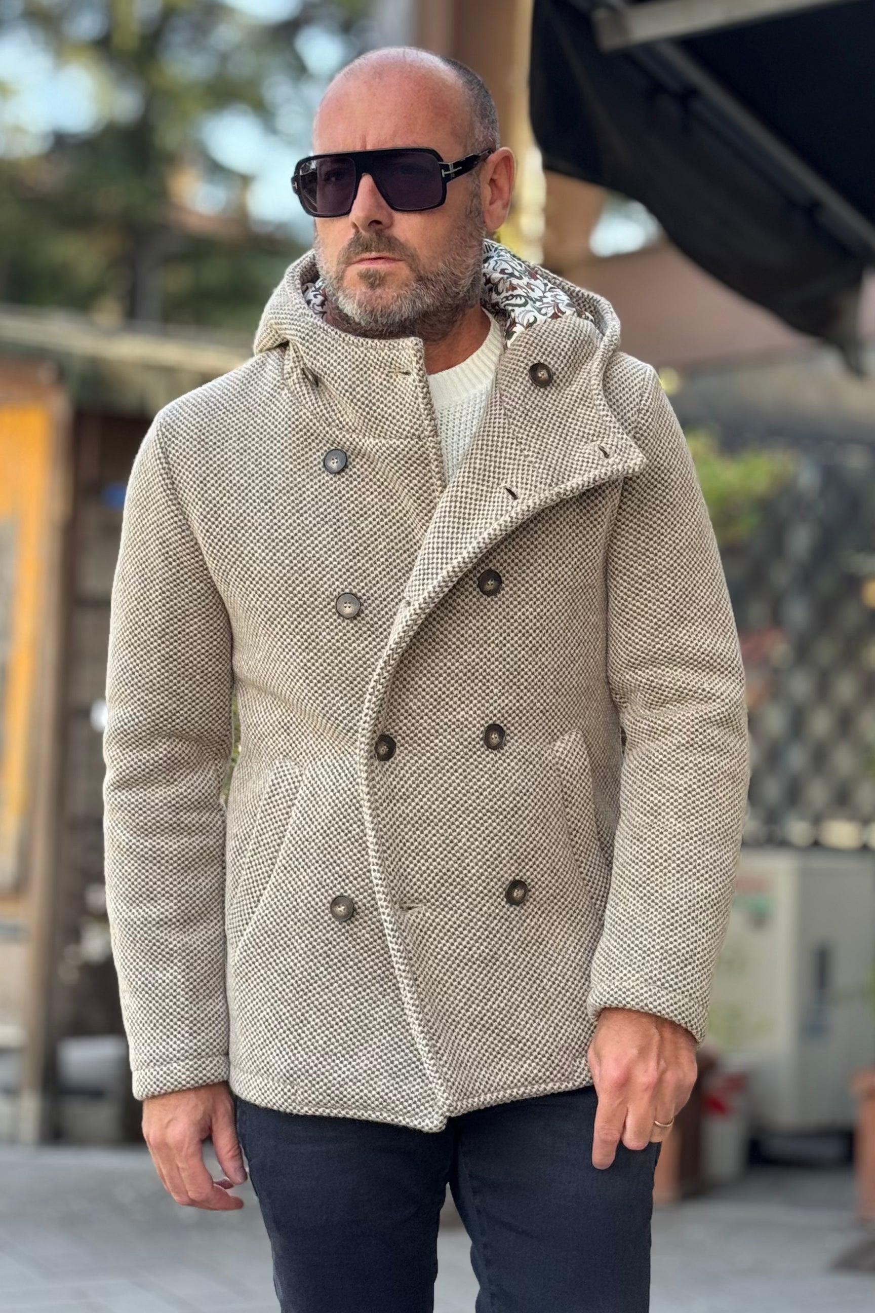 V2 PEACOAT IN PANNO TRAMA PUNTO RISO DISPONIBILE IN 3 COLORI