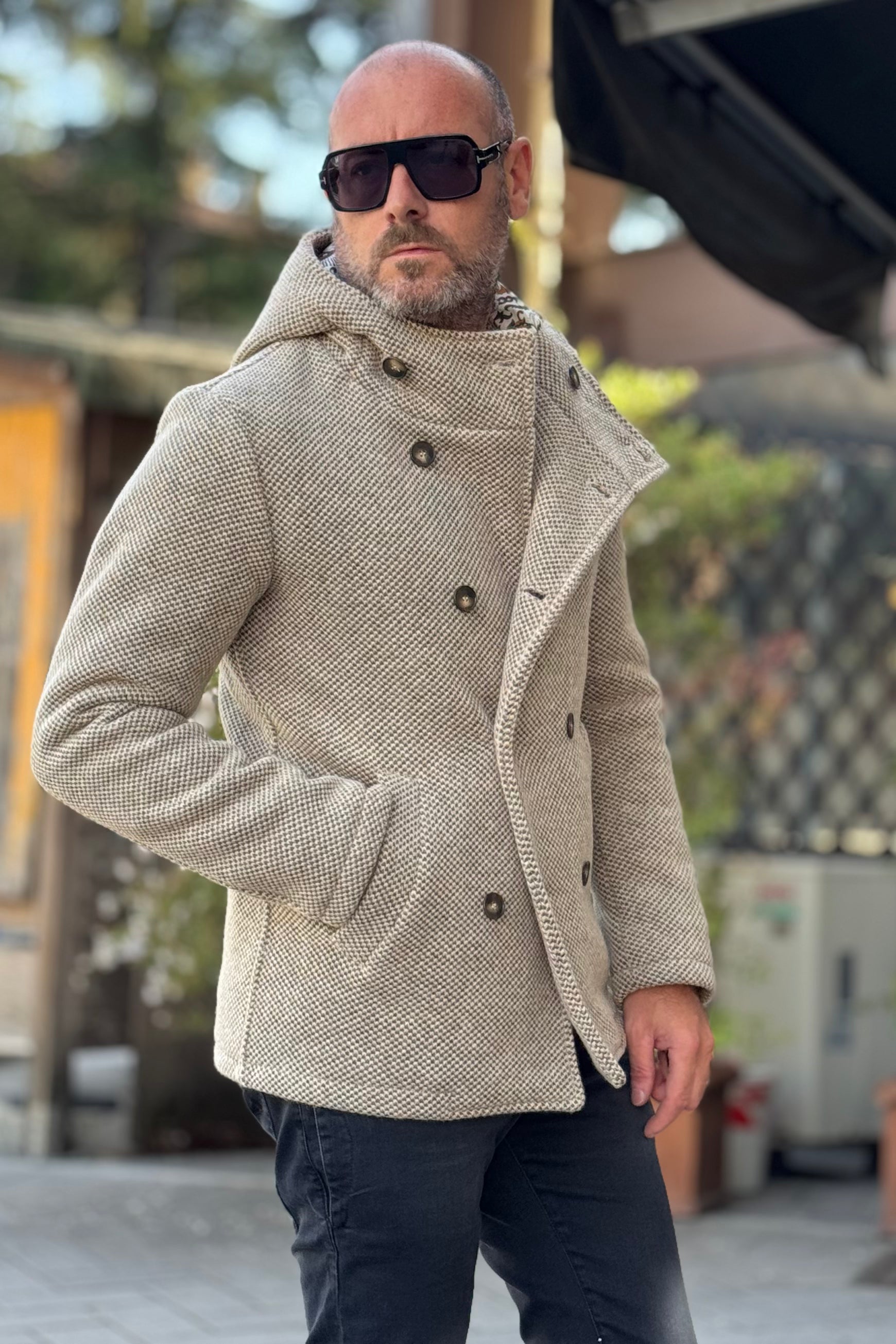 V2 PEACOAT IN PANNO TRAMA PUNTO RISO DISPONIBILE IN 3 COLORI