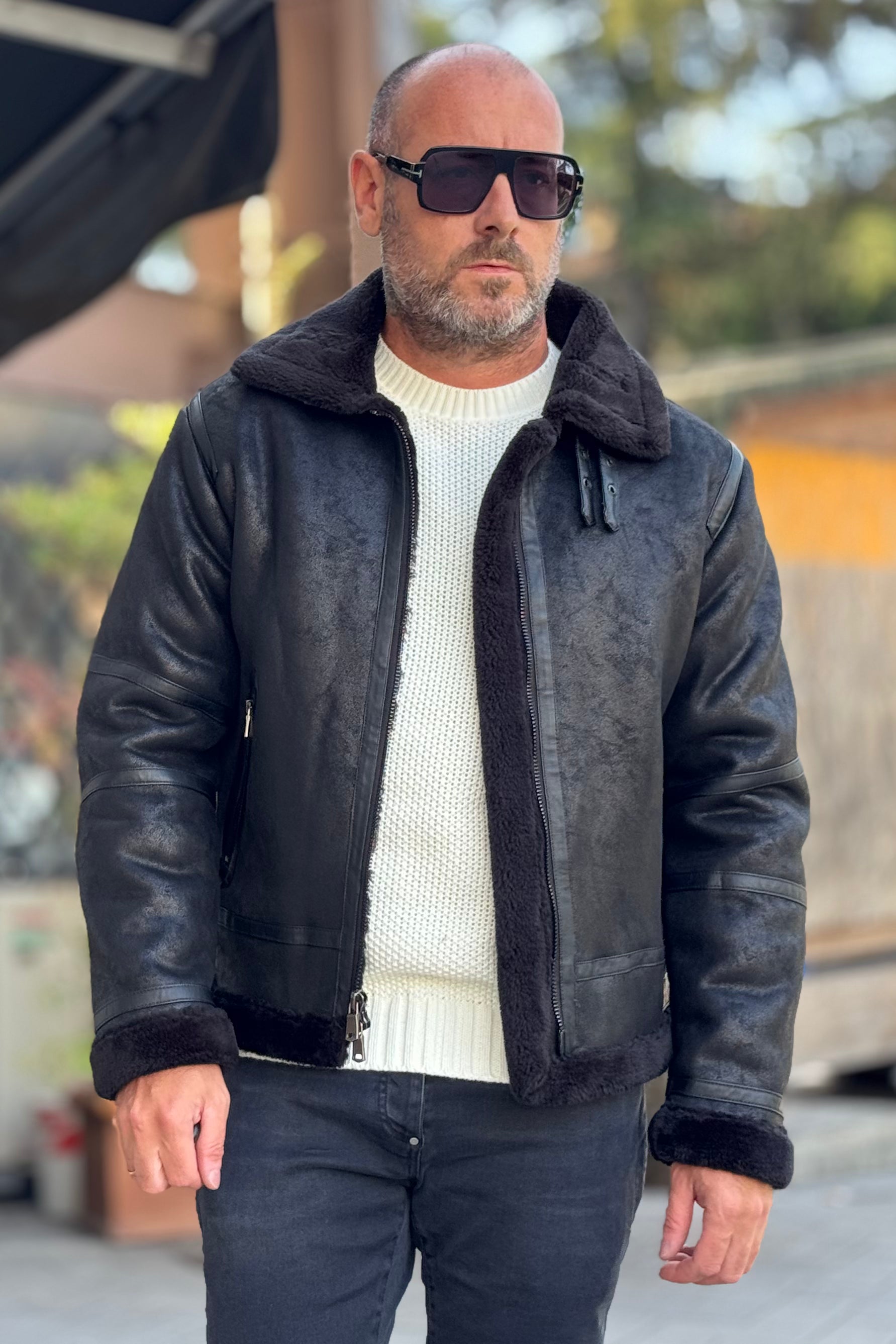 Telamira DTG006 eco sheepskin interior with teddy and cross zip color black