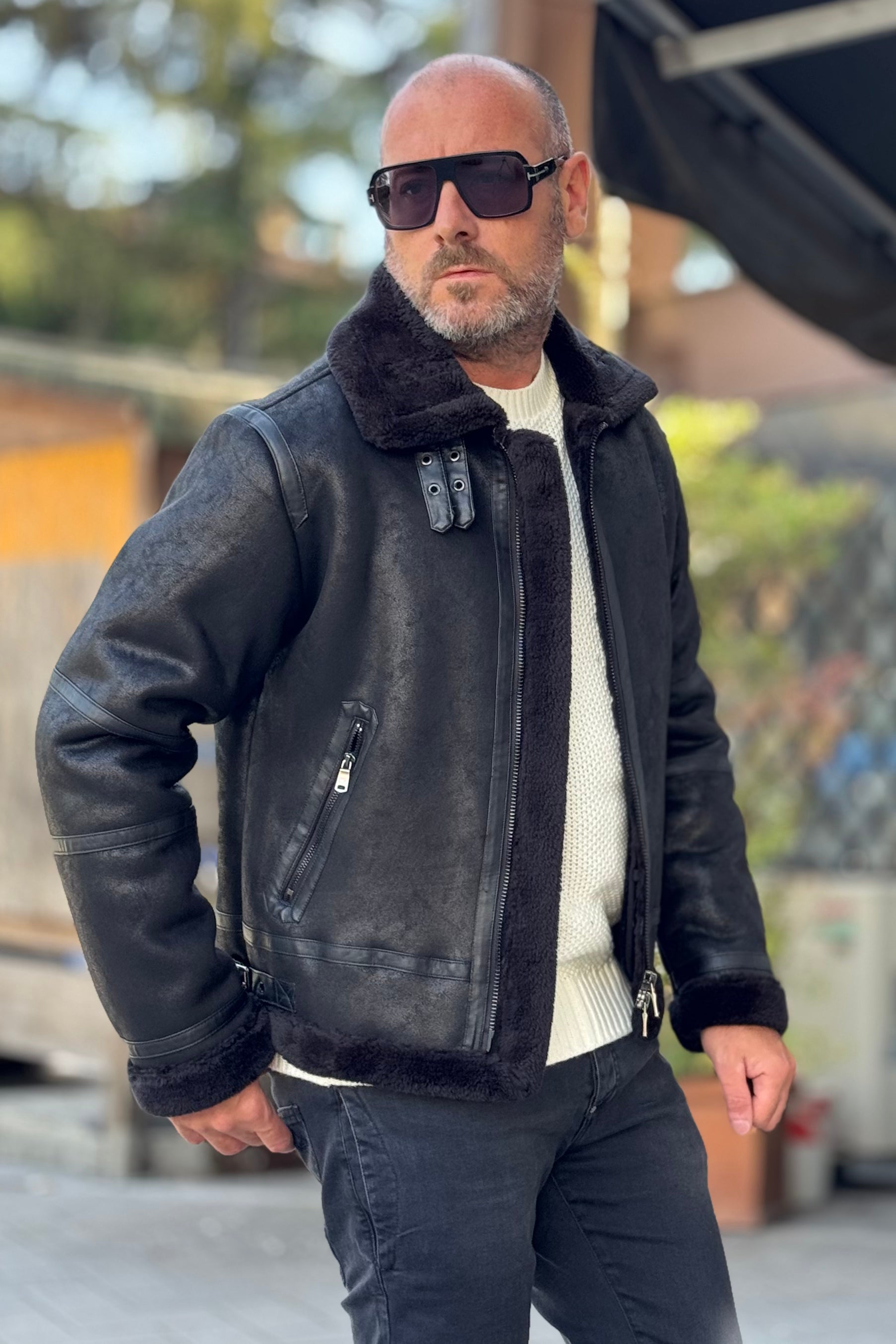 Telamira DTG006 eco sheepskin interior with teddy and cross zip color black