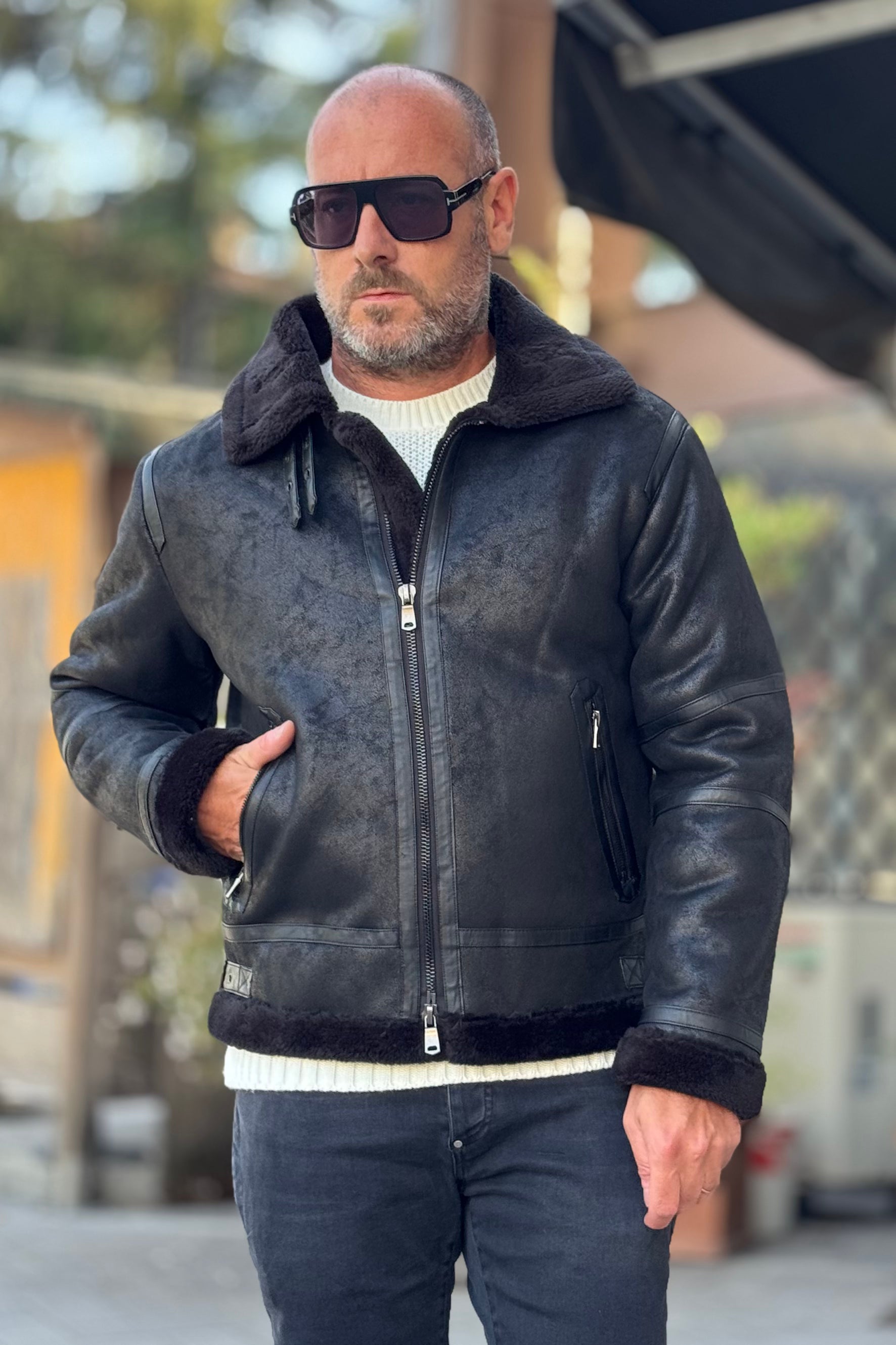 Telamira DTG006 eco sheepskin interior with teddy and cross zip color black