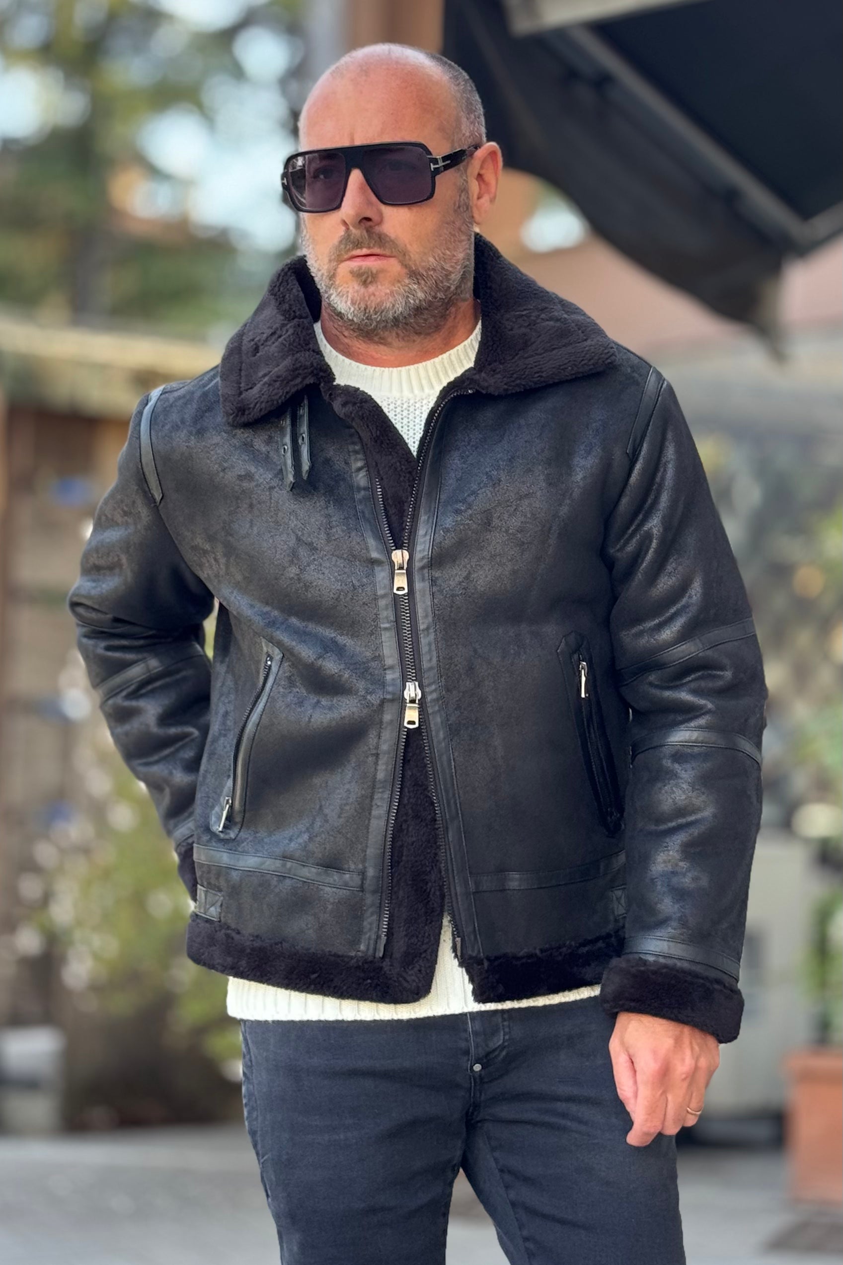 Telamira DTG006 eco sheepskin interior with teddy and cross zip color black