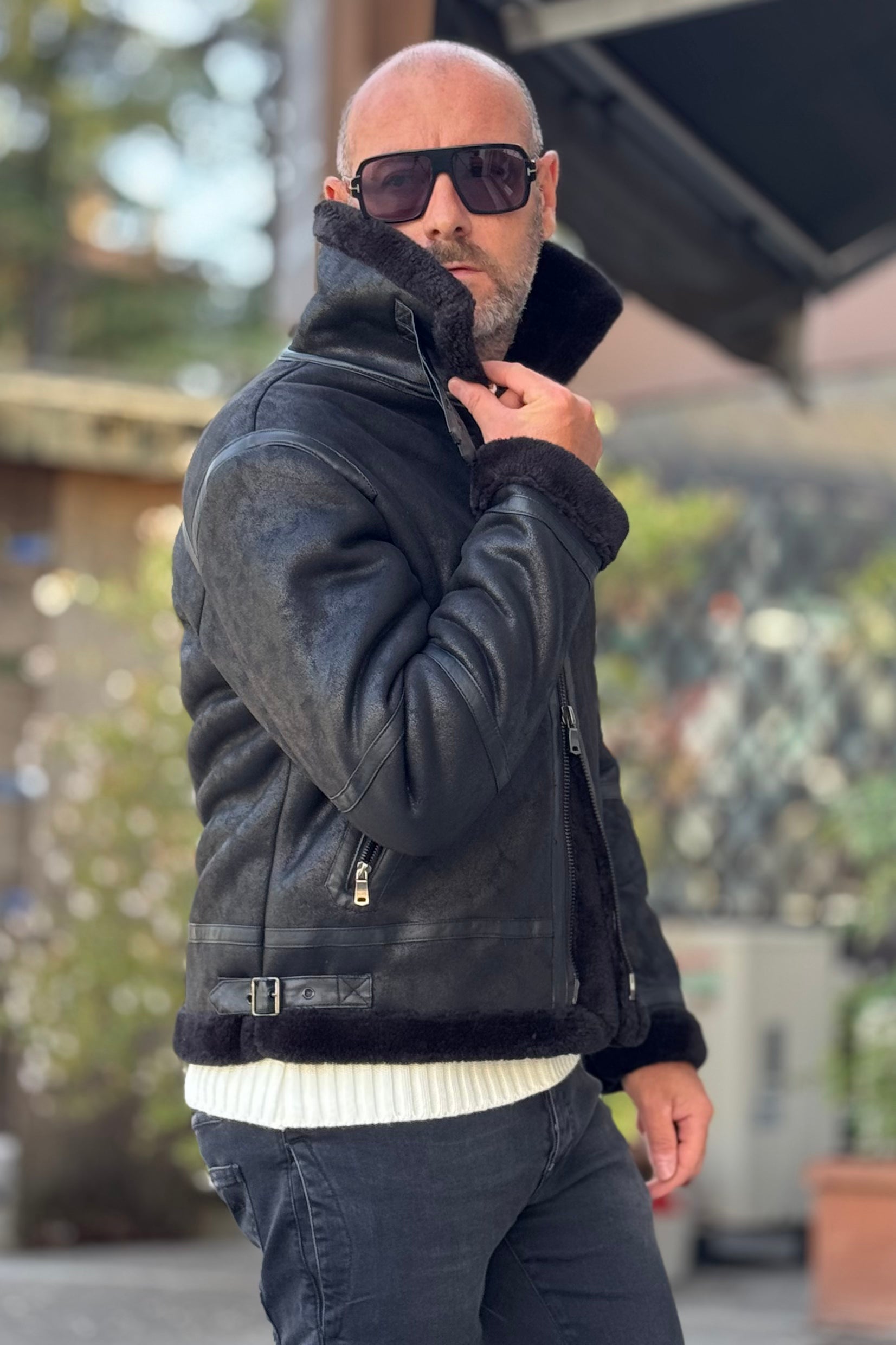 Telamira DTG006 eco sheepskin interior with teddy and cross zip color black