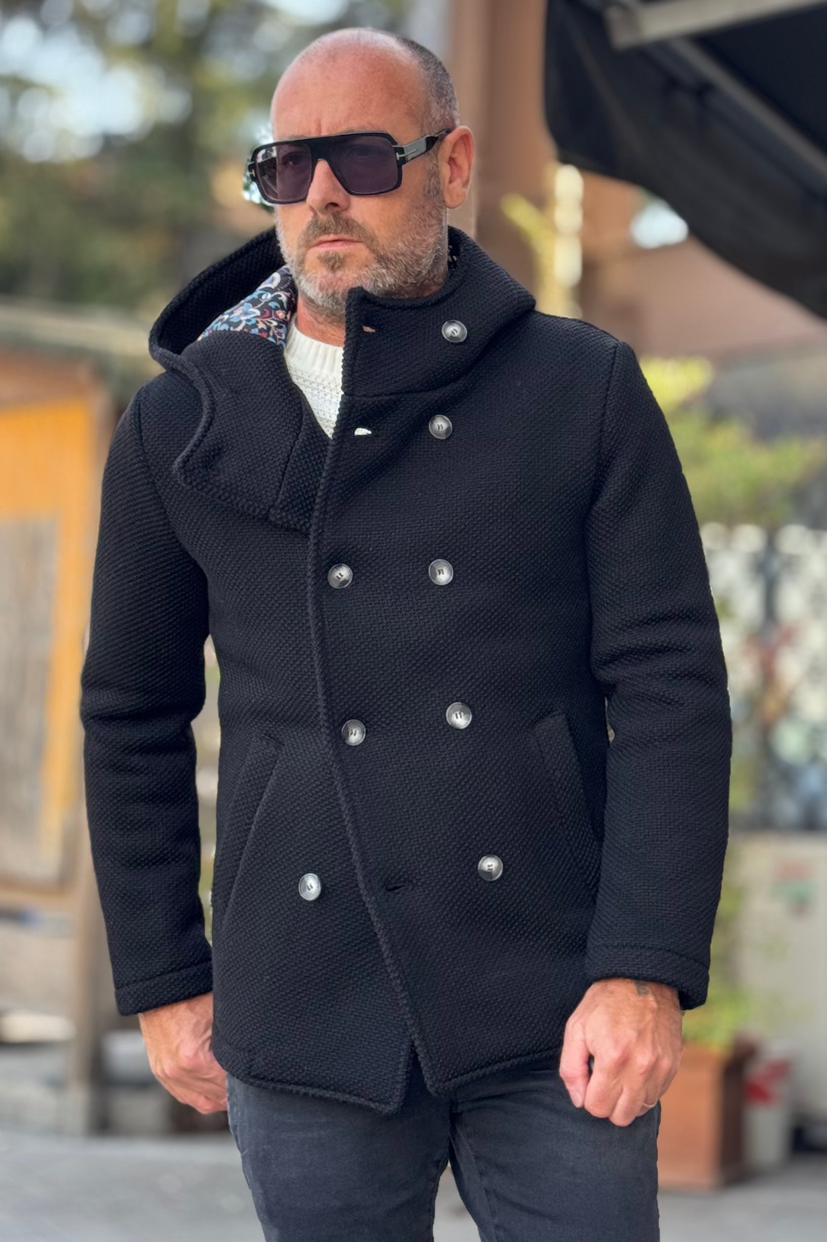 V2 PEACOAT IN PANNO TRAMA PUNTO RISO DISPONIBILE IN 3 COLORI