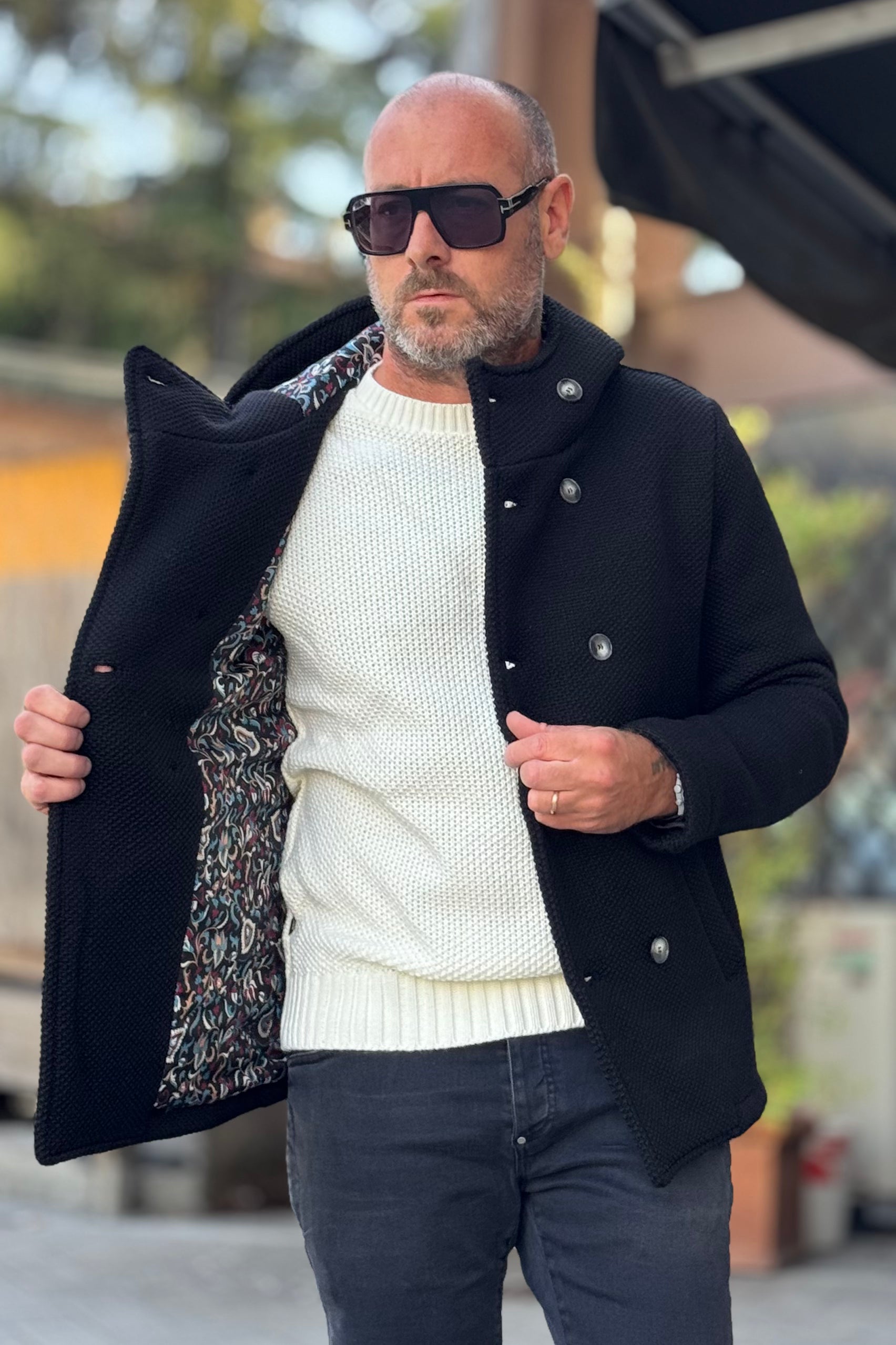 V2 PEACOAT IN PANNO TRAMA PUNTO RISO DISPONIBILE IN 3 COLORI