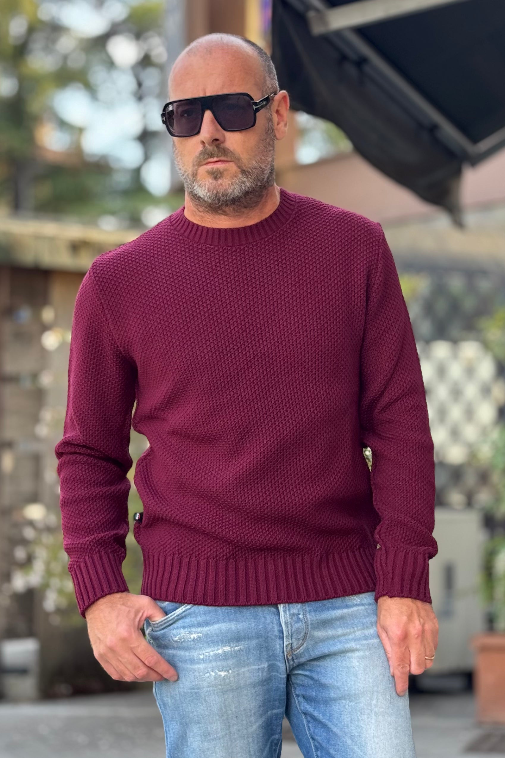 V2 Maglia girocollo trama punto riso disponibile in 3 colori