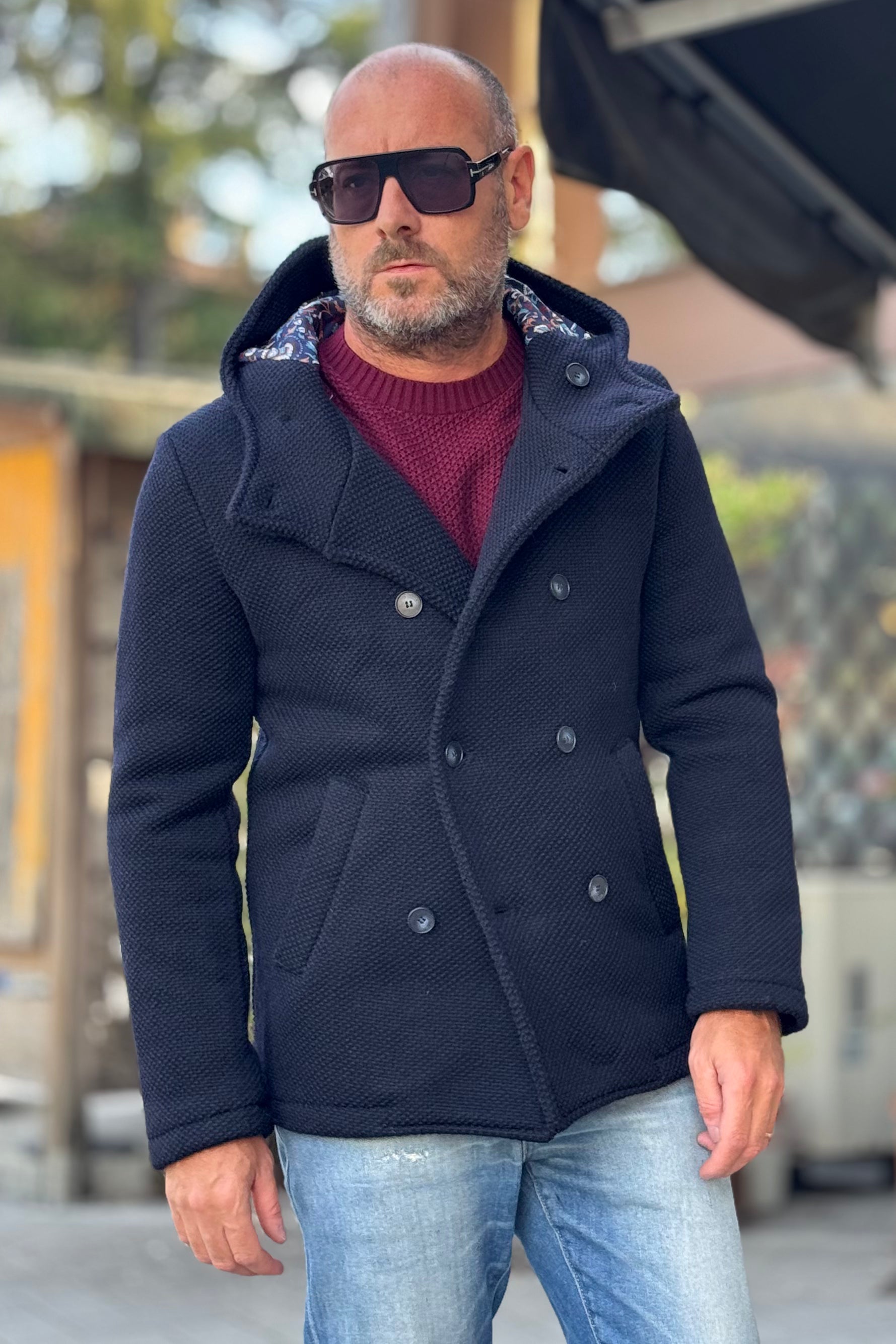 V2 PEACOAT IN PANNO TRAMA PUNTO RISO DISPONIBILE IN 3 COLORI