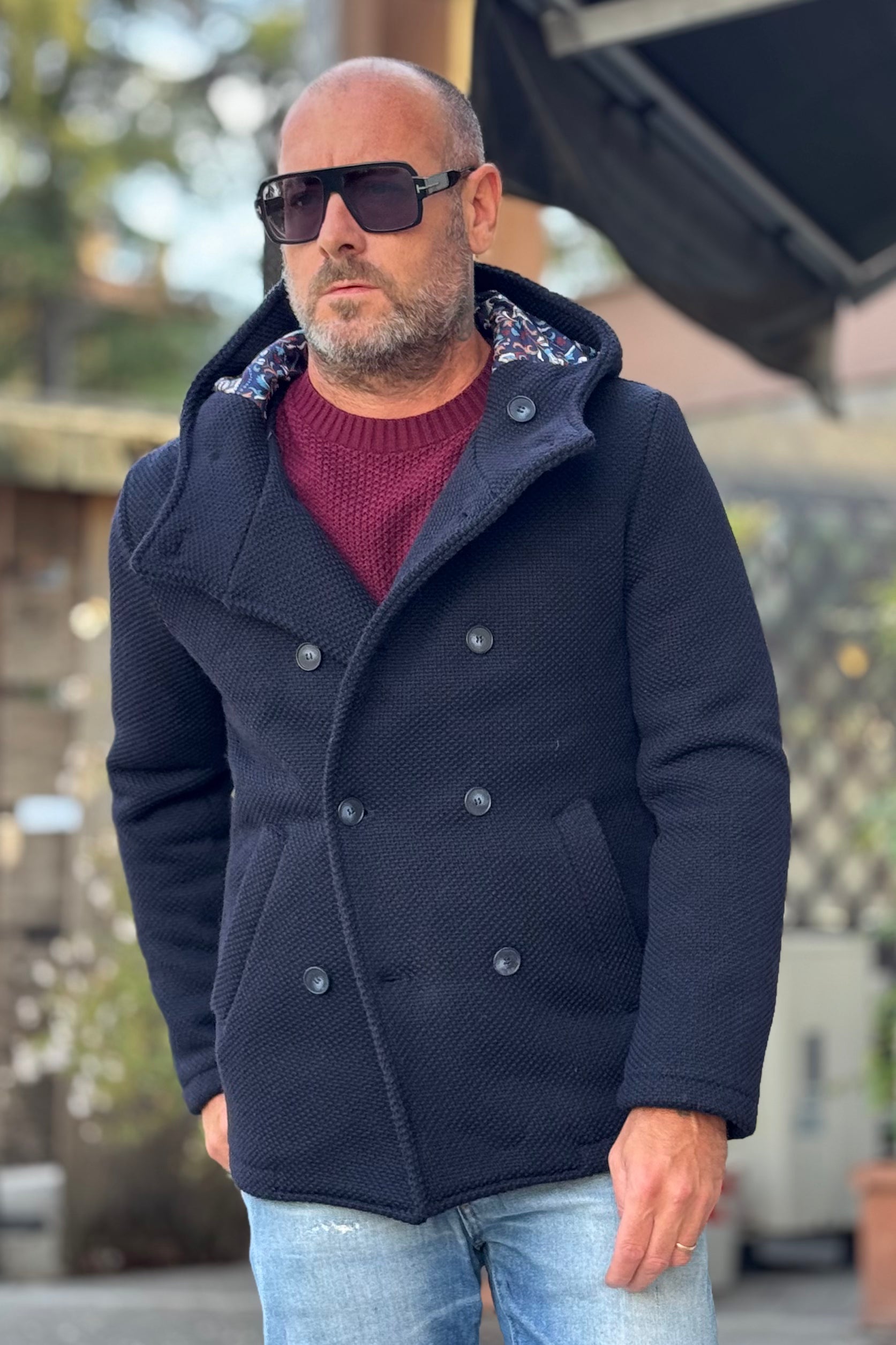 V2 PEACOAT IN PANNO TRAMA PUNTO RISO DISPONIBILE IN 3 COLORI