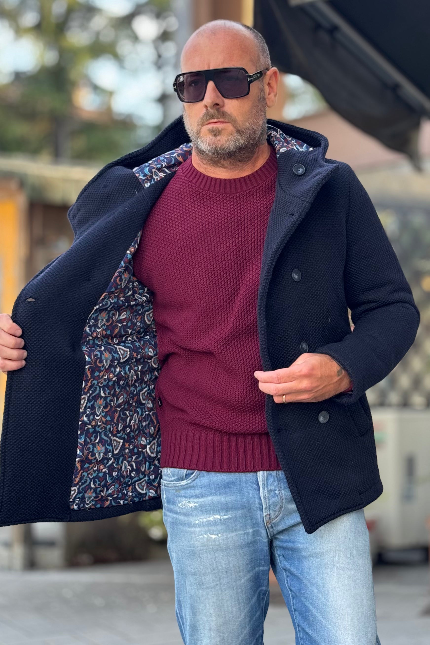 V2 PEACOAT IN PANNO TRAMA PUNTO RISO DISPONIBILE IN 3 COLORI