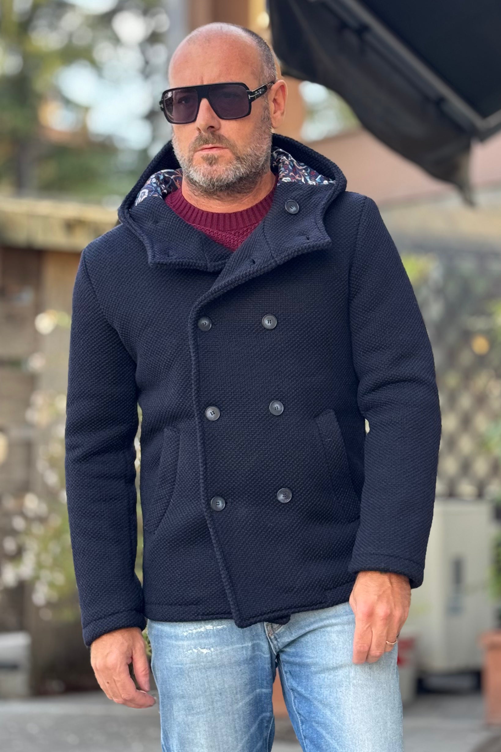 V2 PEACOAT IN PANNO TRAMA PUNTO RISO DISPONIBILE IN 3 COLORI