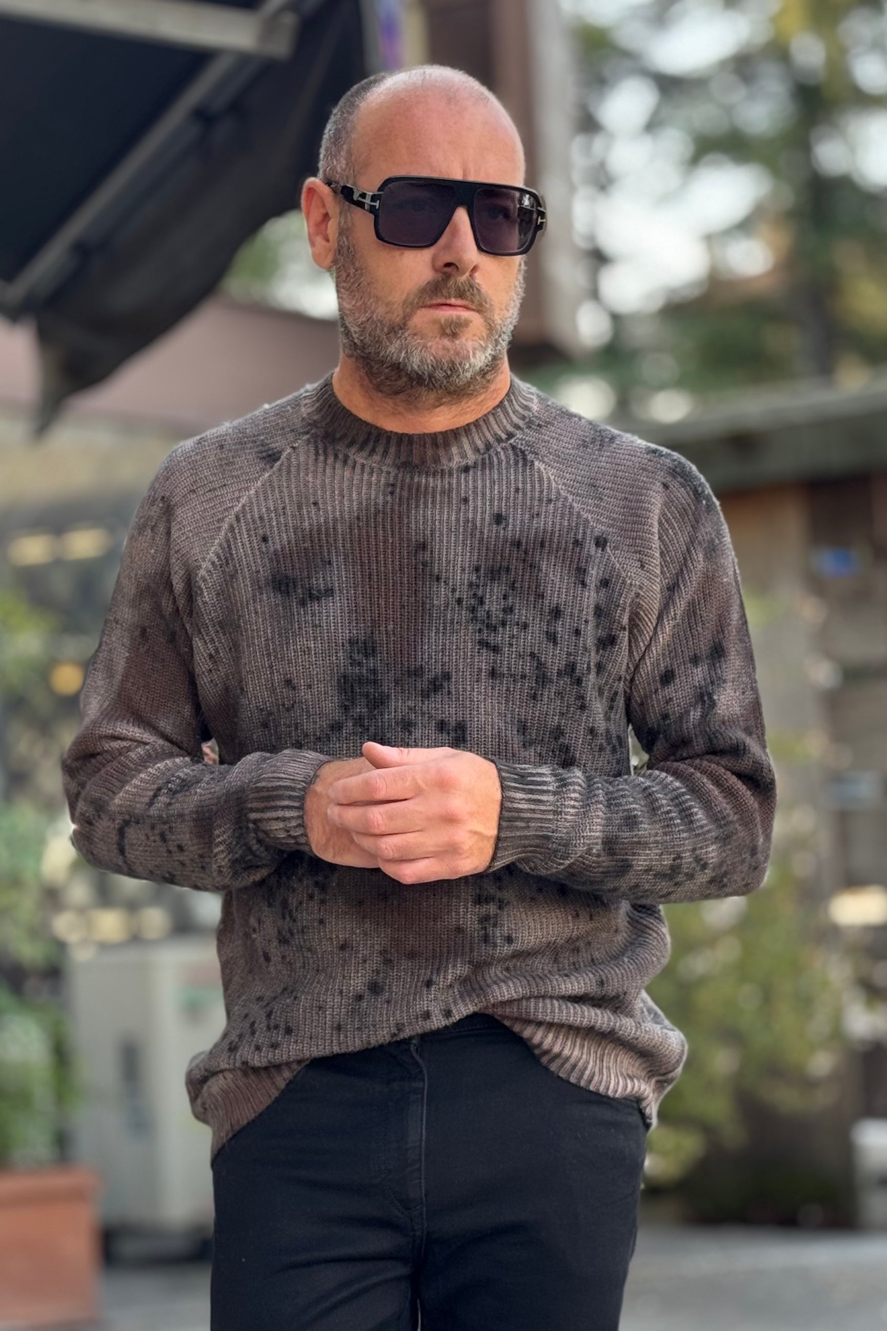 XAGON MAN MAGLIA COSTINA MANICA RAGLAN CON SCHIZZI IN COTONE E MERINOS