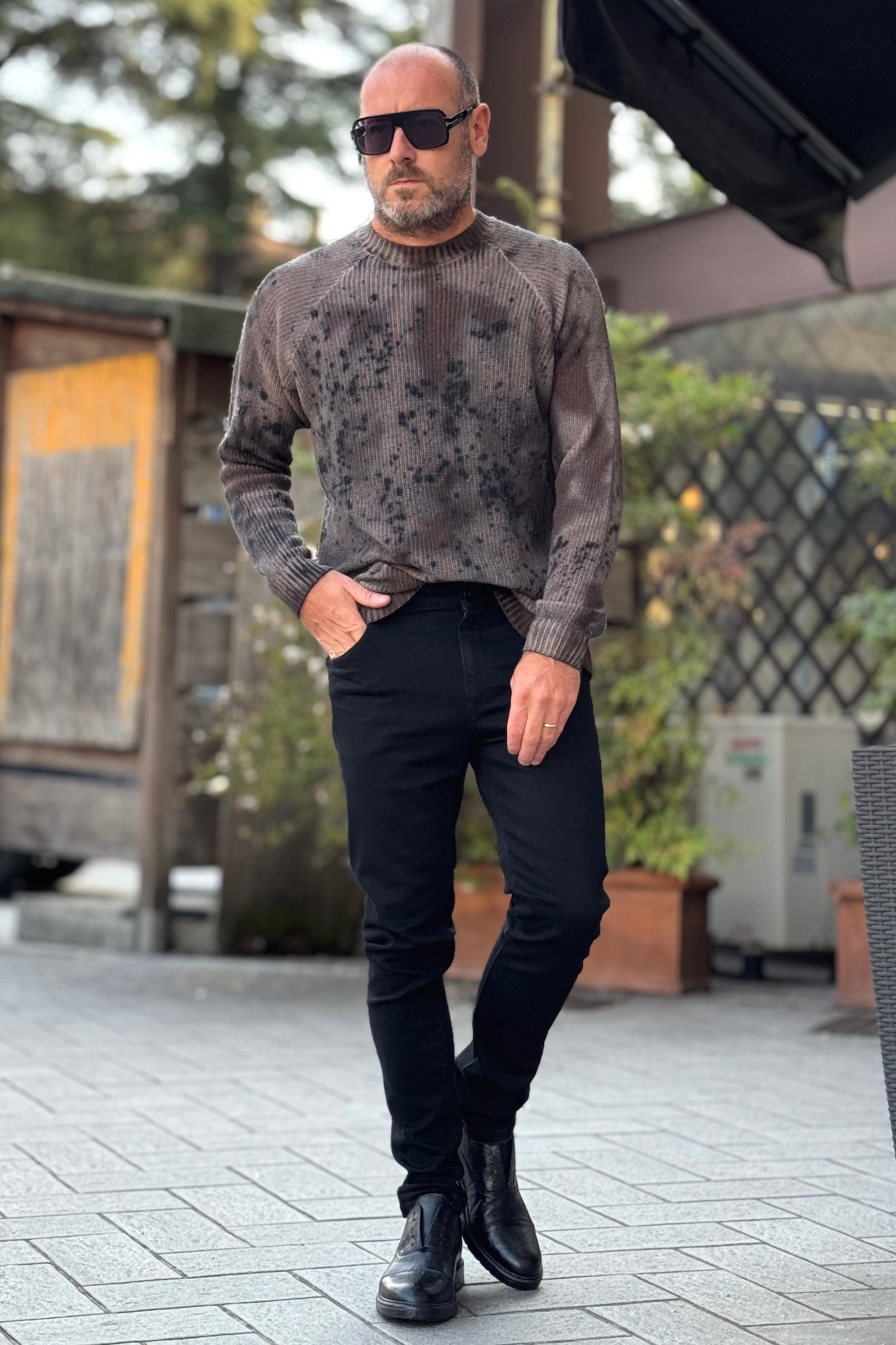 XAGON MAN MAGLIA COSTINA MANICA RAGLAN CON SCHIZZI IN COTONE E MERINOS