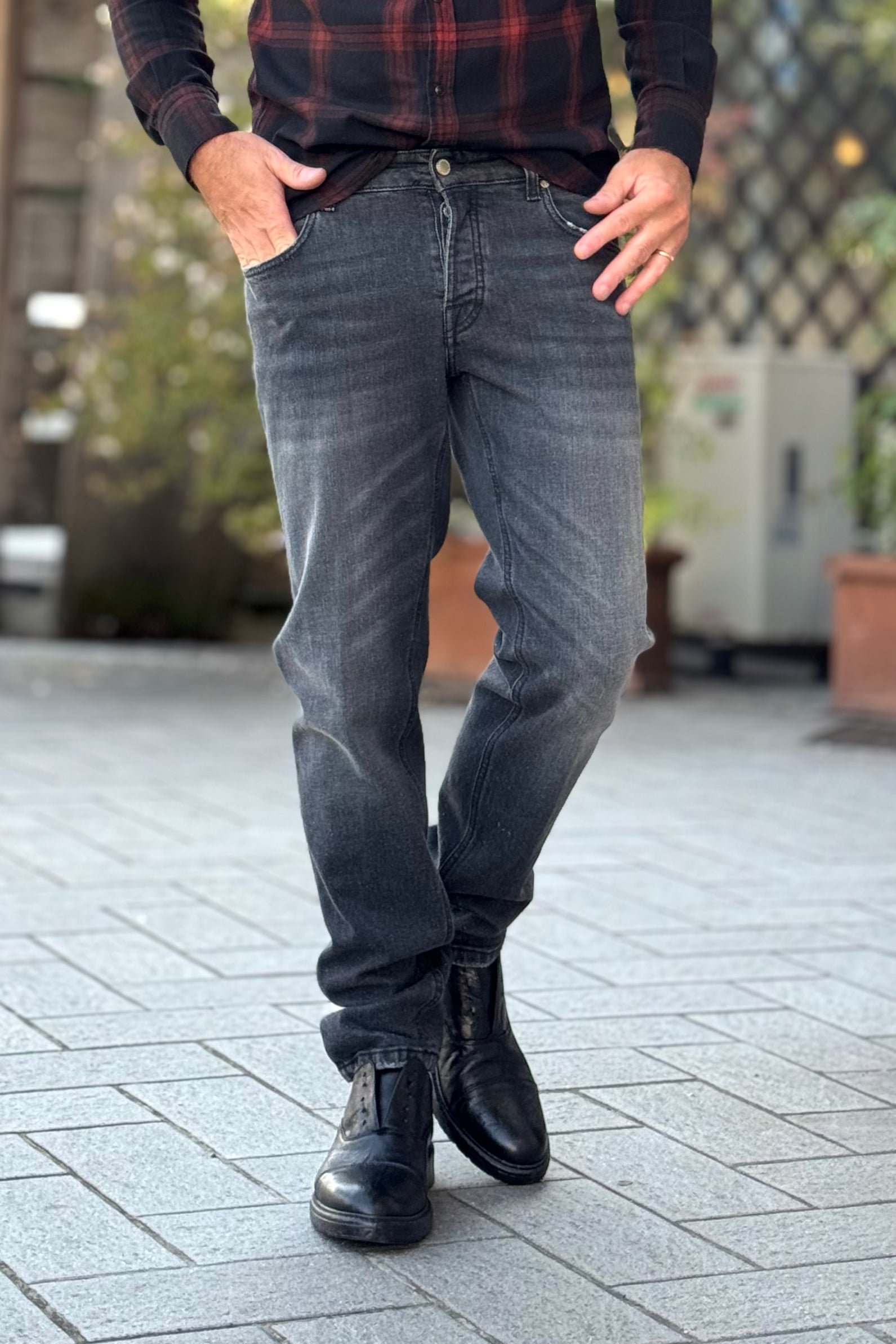 DANIELE ALESSANDRINI JEANS REGULAR COLORE GRIGIO