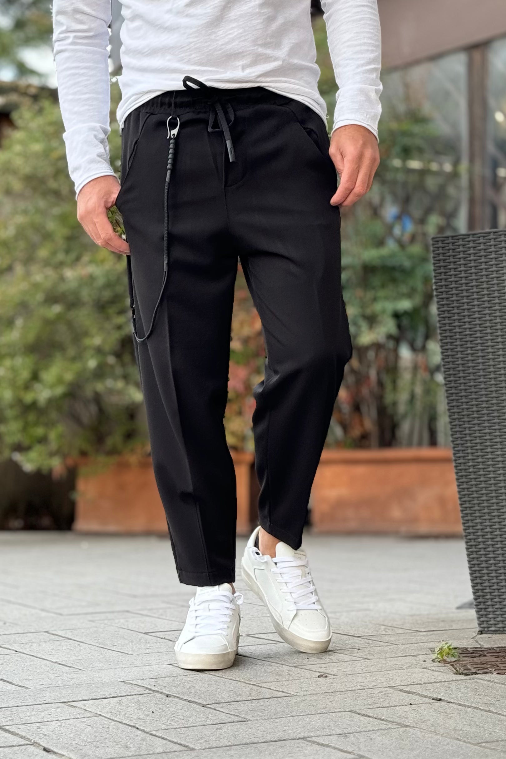 Xagon Man 2ZXAG92 Wide leg trousers with drawstring waist and free chain available in 3 colours