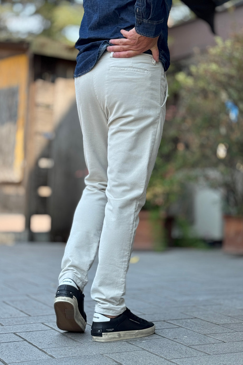 XAGON MAN PANTALONE COTONE OPERATO - ECRU