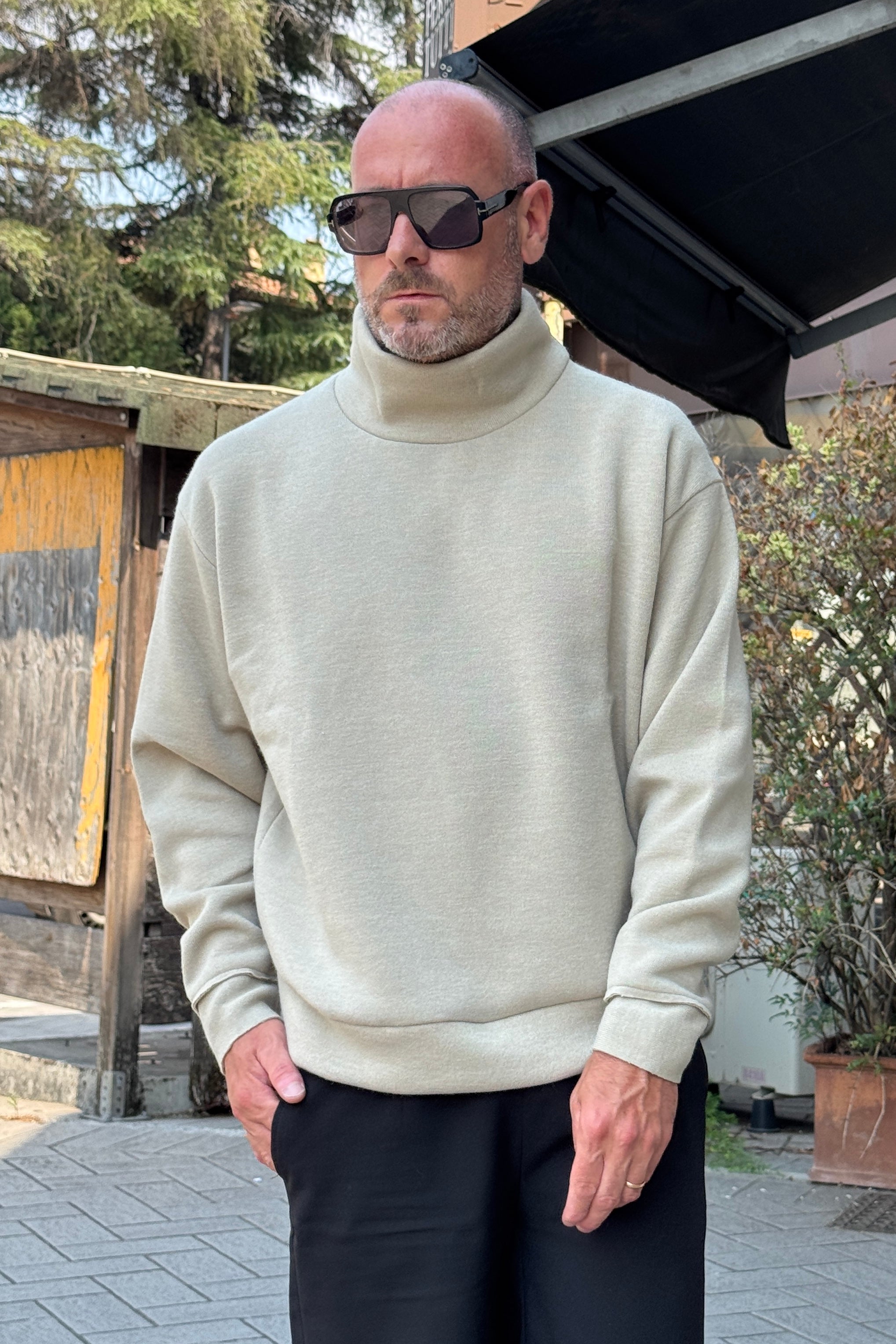 XAGON MAN MAGLIA COLLO IN PIEDI - BEIGE