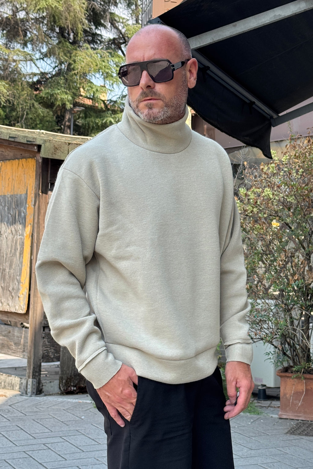 XAGON MAN MAGLIA COLLO IN PIEDI - BEIGE