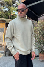 XAGON MAN MAGLIA COLLO IN PIEDI - BEIGE