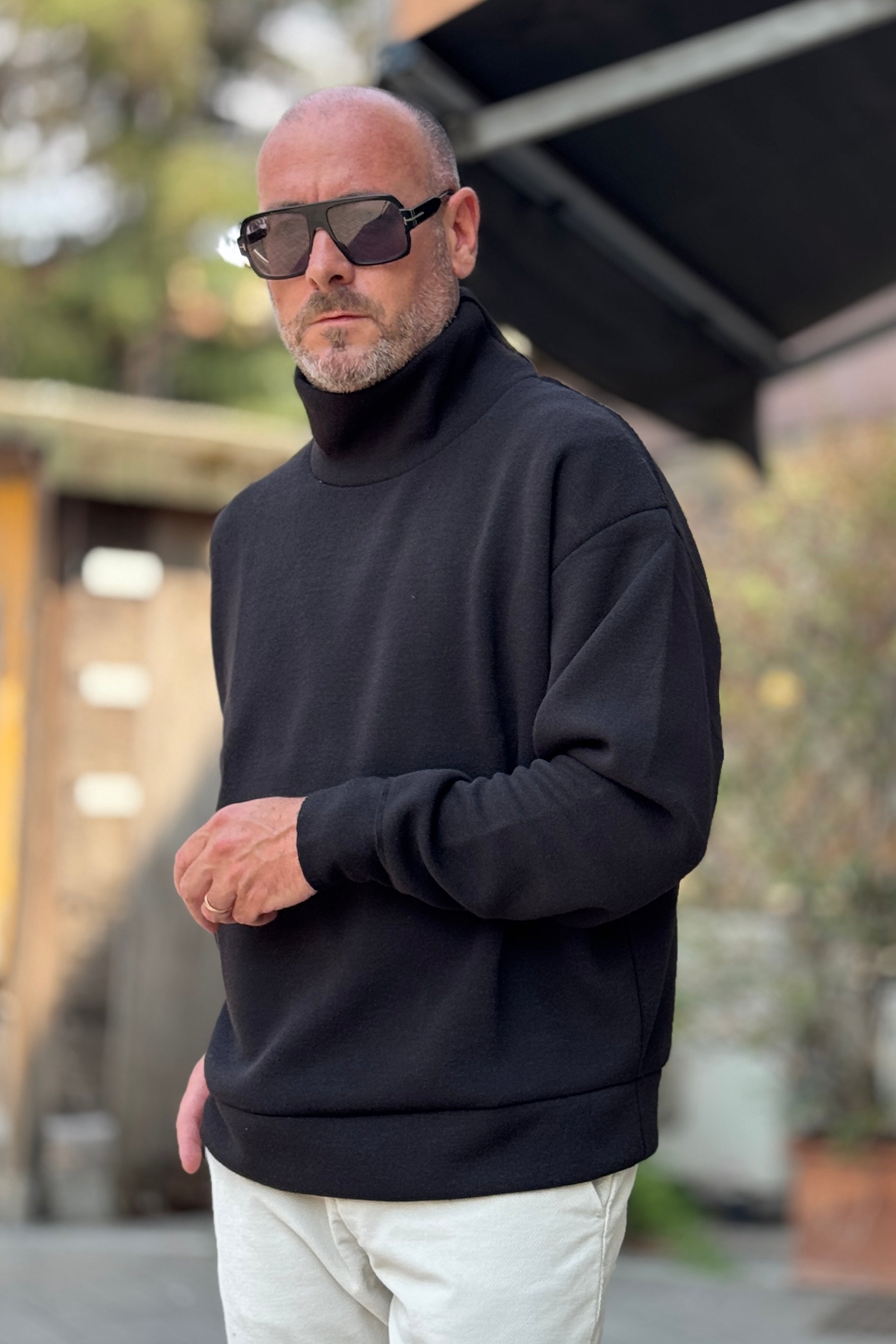XAGON MAGLIA COLLO IN PIEDI - NERO