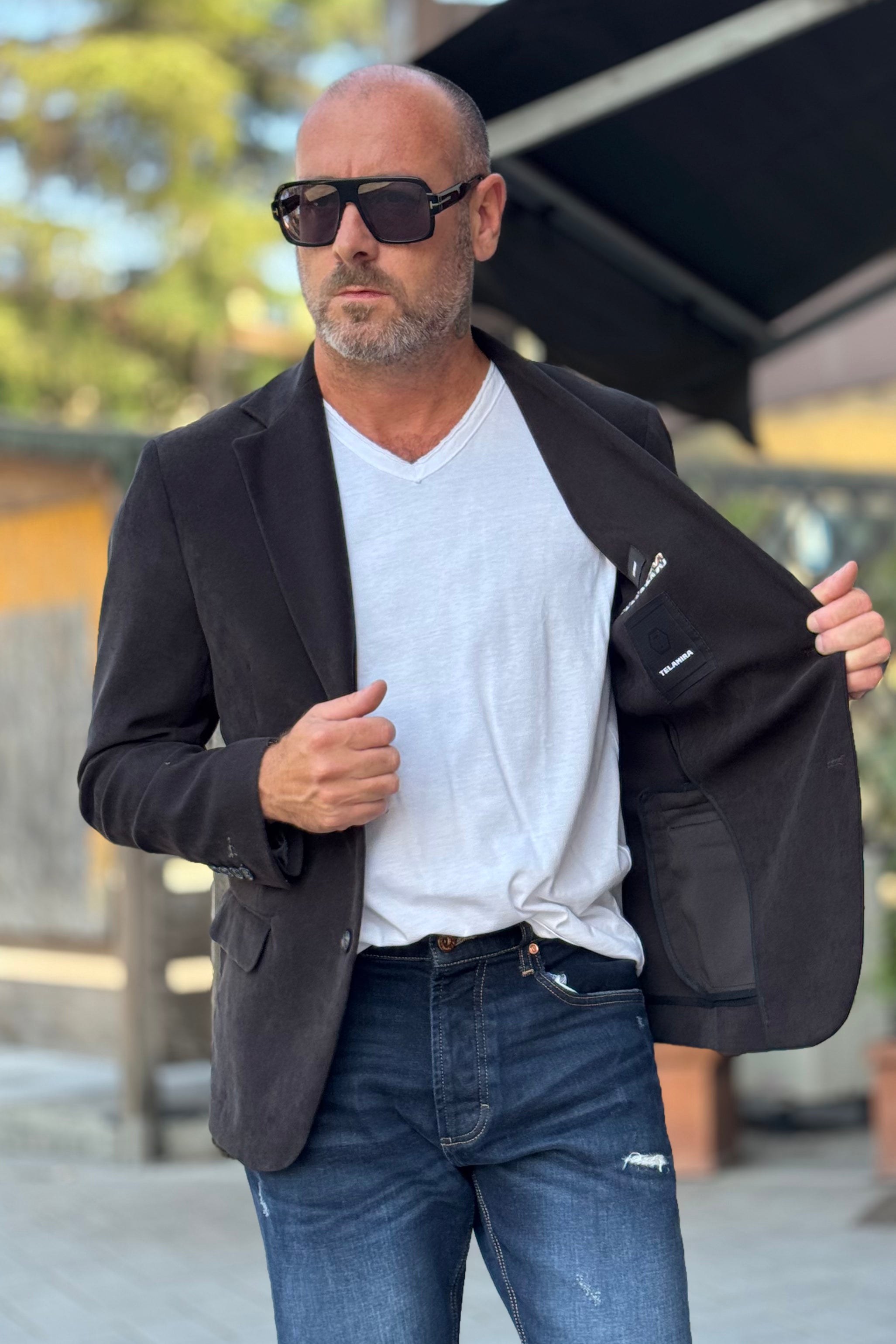 TELAMIRA GIACCA TASCA A PATTINA DOPPIO SPACCO DIETRO COLORE NERO