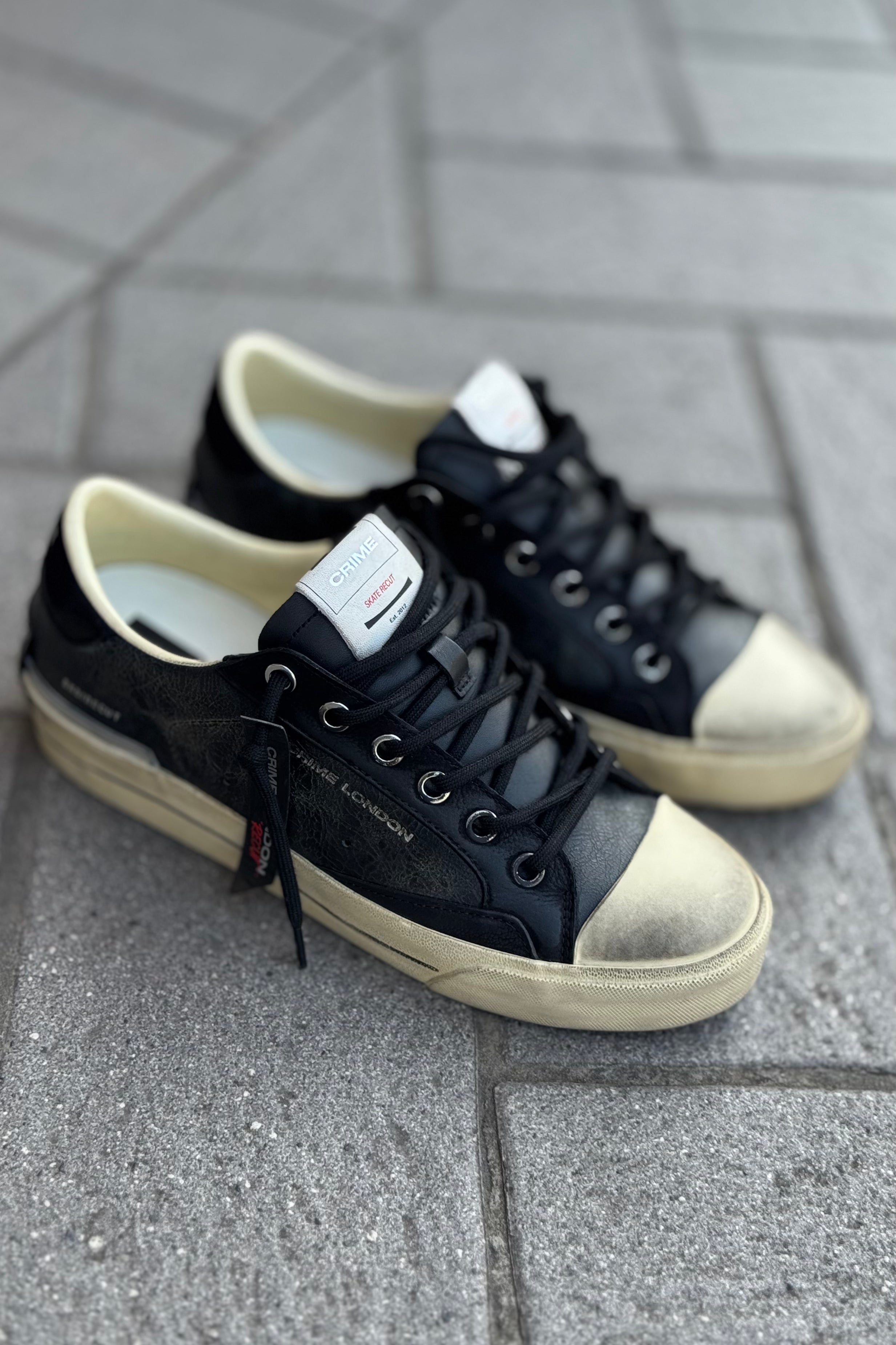 CRIME LONDON SK8 RECUT SNEAKERS IN PELLE COLORE NERO