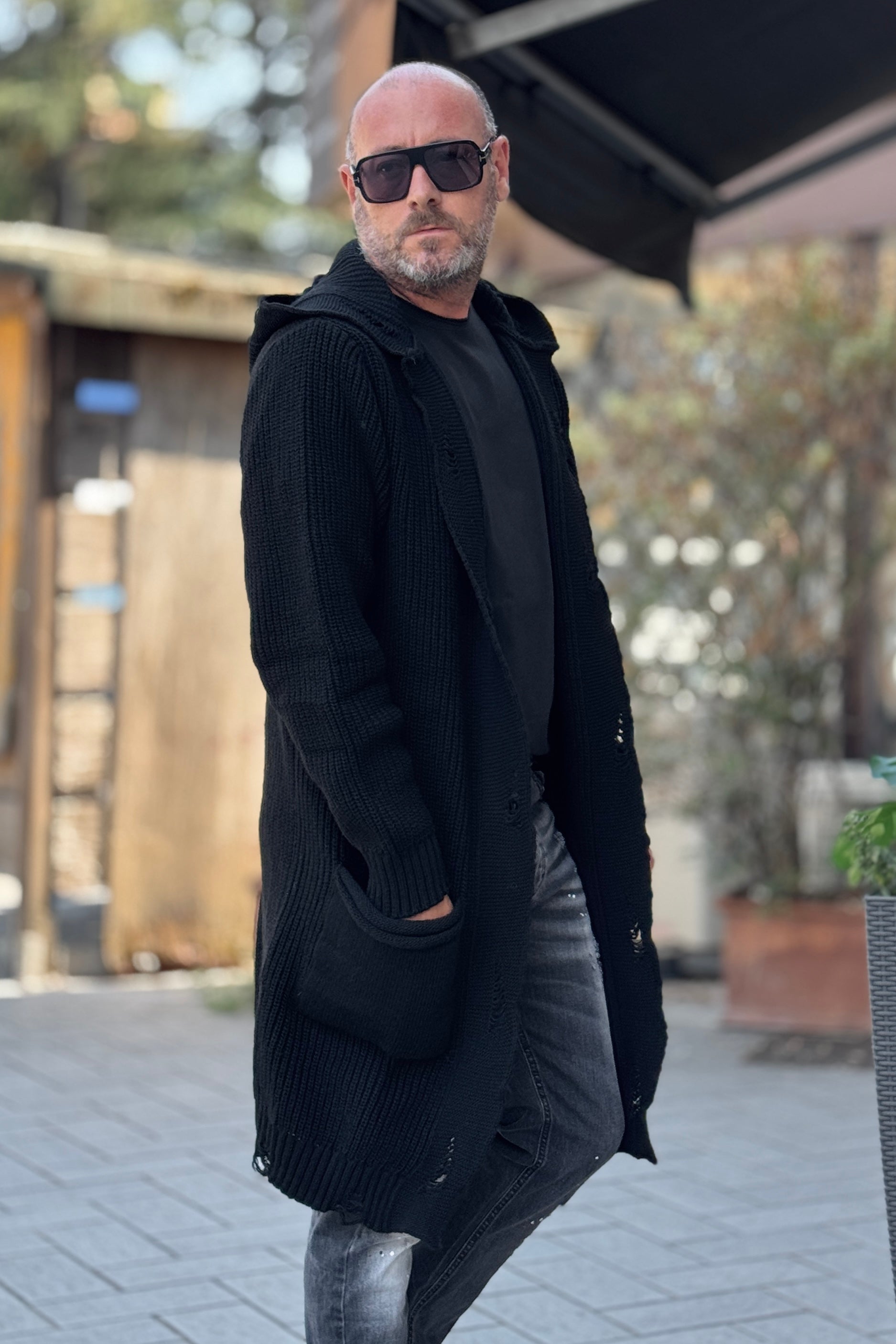 XAGON MAN MAGLIA PARKA CON CAPPUCCIO E ROTTURE BORDO
