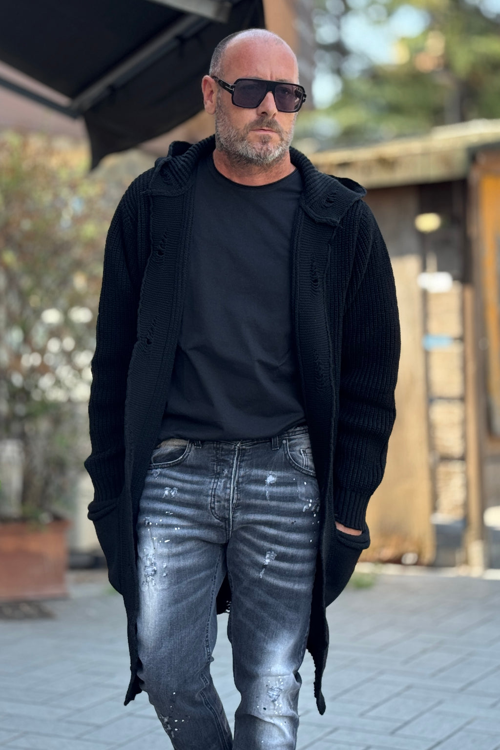 XAGON MAN MAGLIA PARKA CON CAPPUCCIO E ROTTURE BORDO