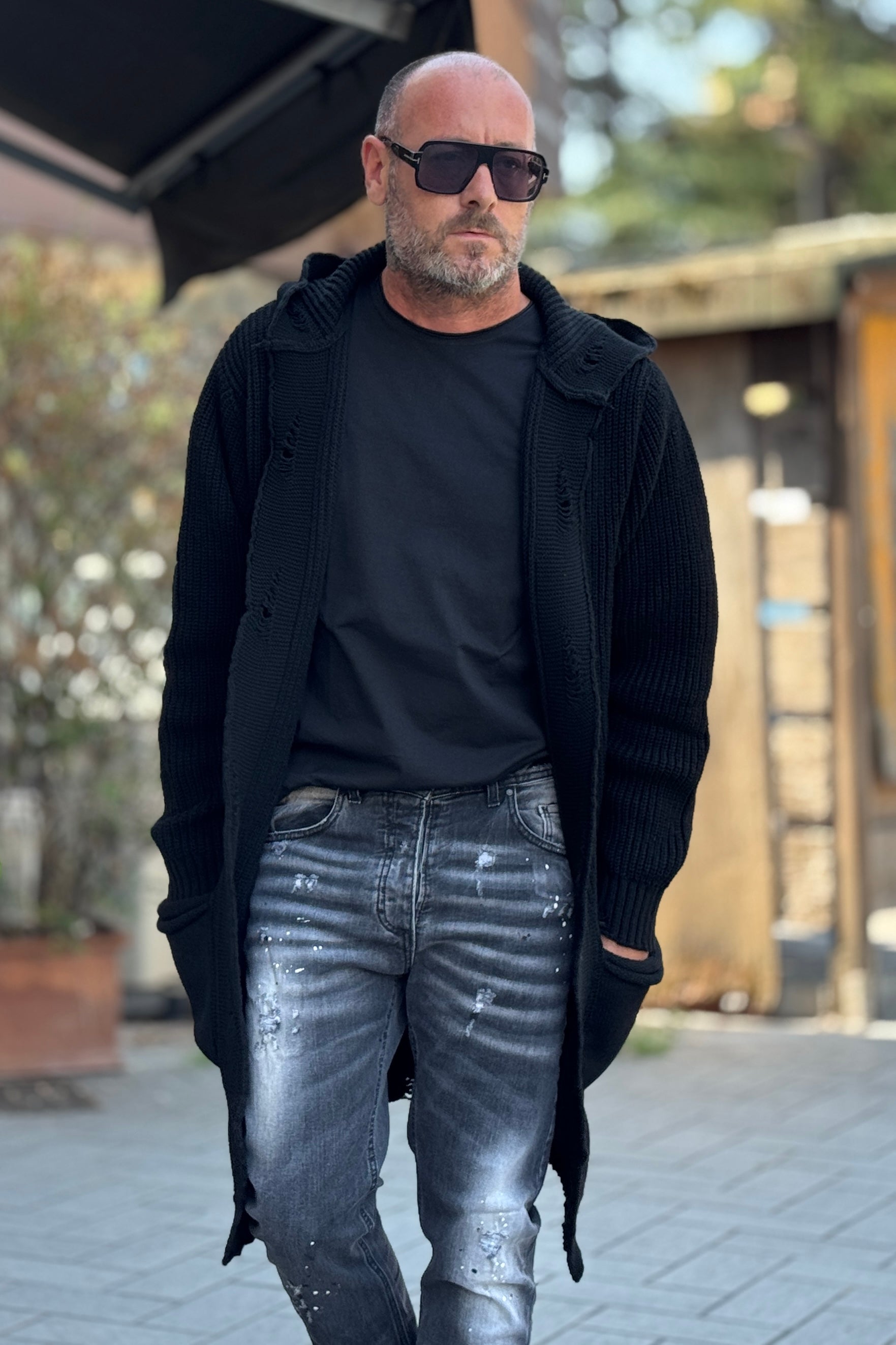 XAGON MAN MAGLIA PARKA CON CAPPUCCIO E ROTTURE BORDO