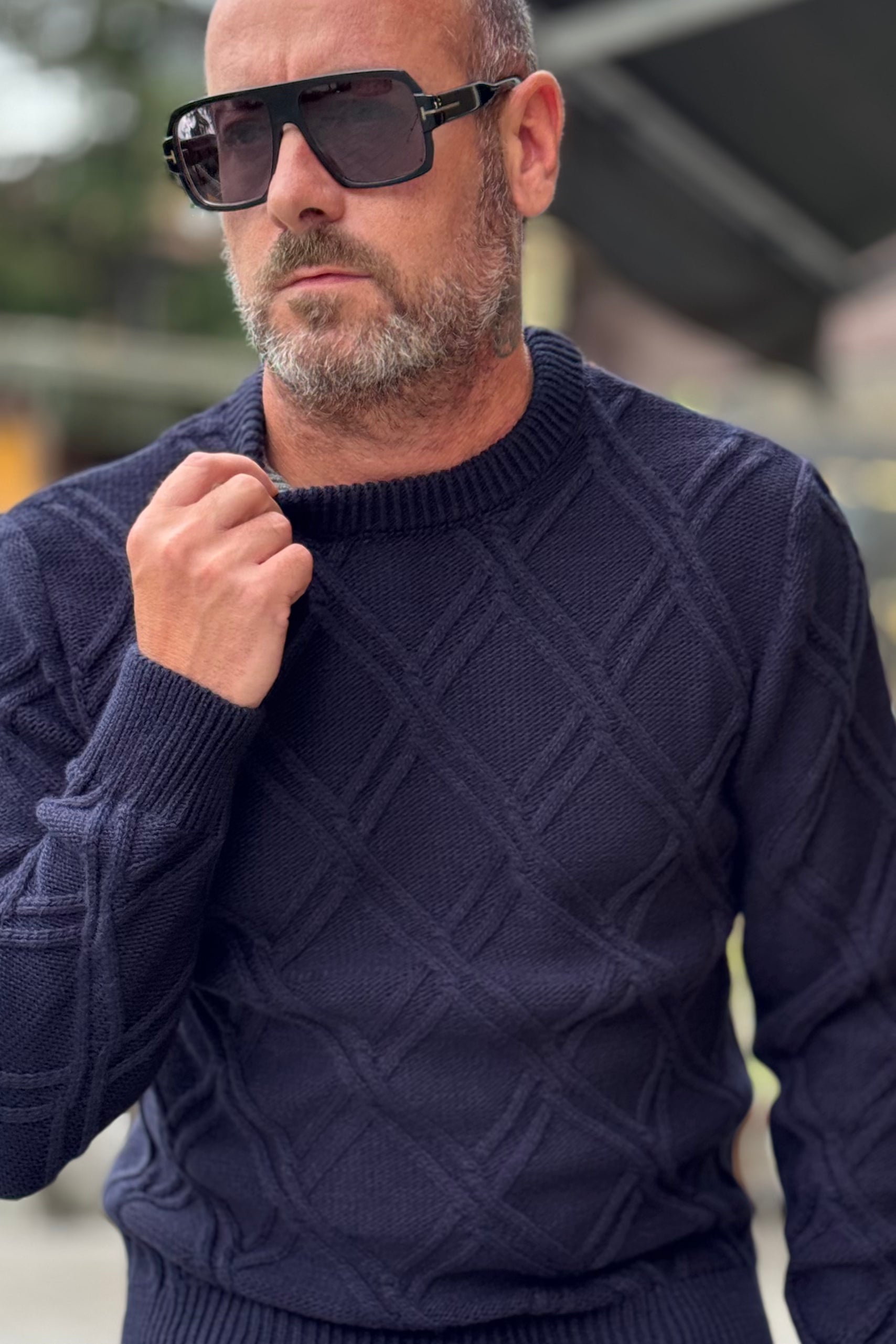 TELAMIRA MAGLIA GIROCOLLO MOTIVO ROMBO DISPONIBILE IN 3 COLORI