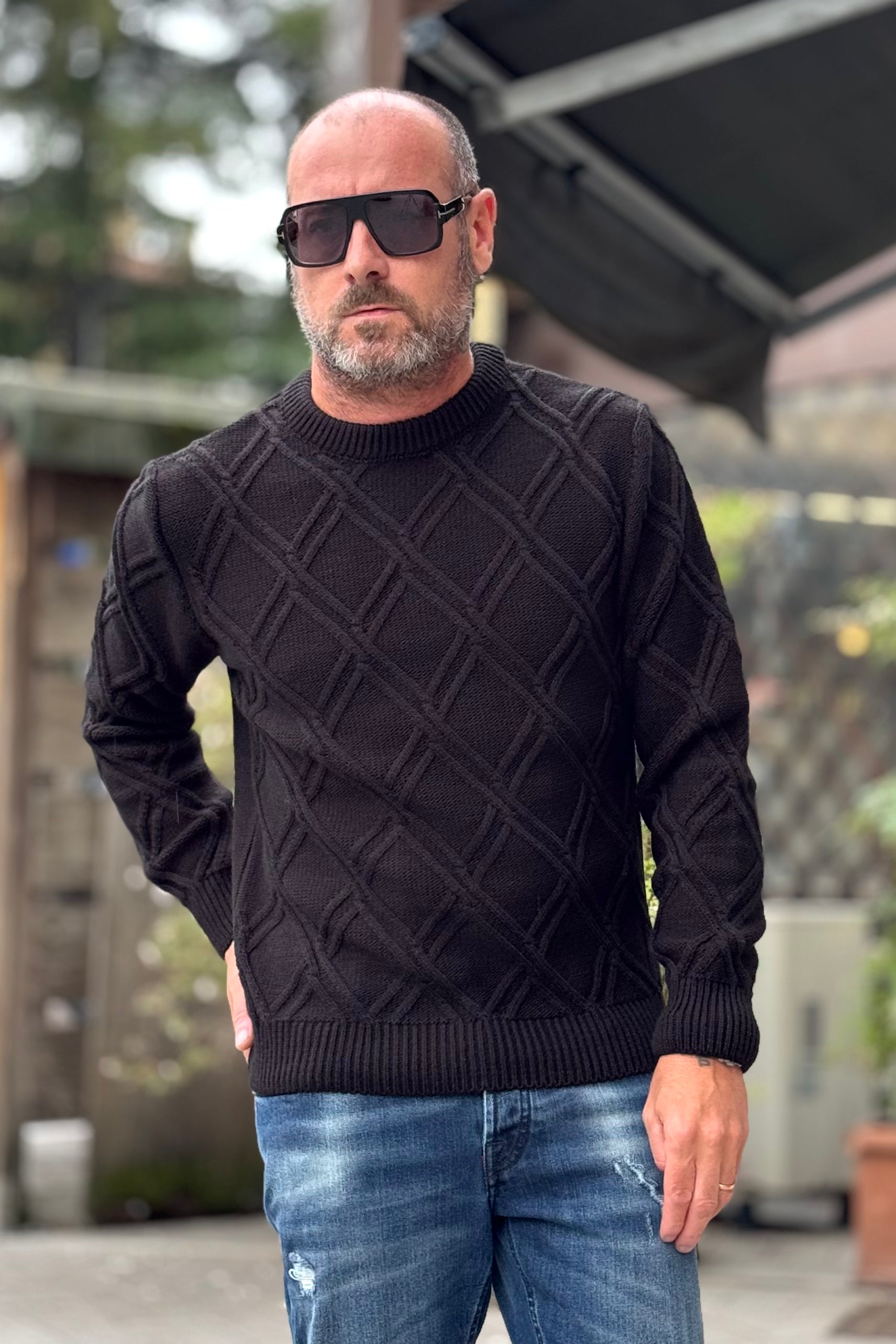 TELAMIRA MAGLIA GIROCOLLO MOTIVO ROMBO DISPONIBILE IN 3 COLORI