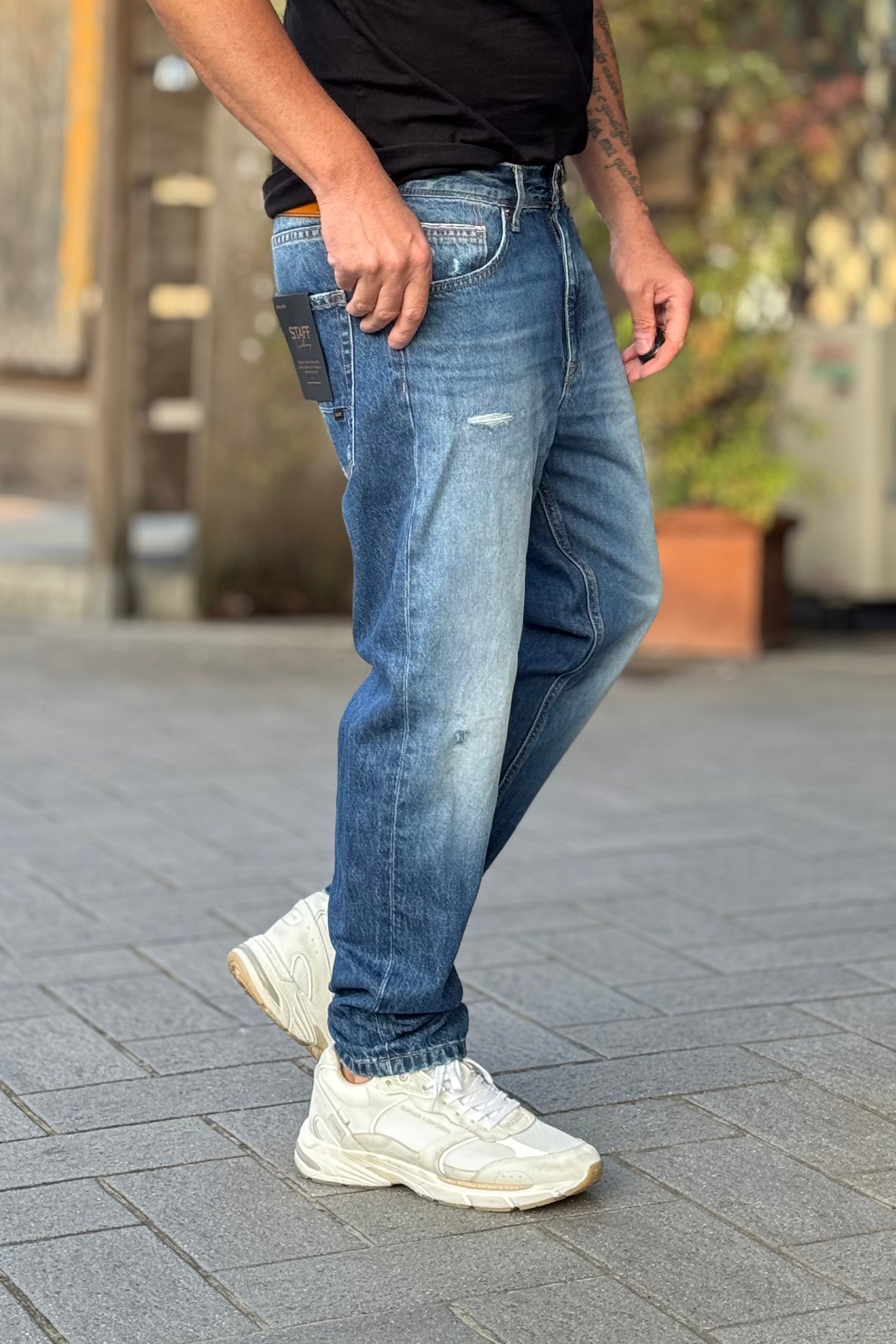 STAFF JEANS BAGGY CROPPED CON MICRO ABRASIONI