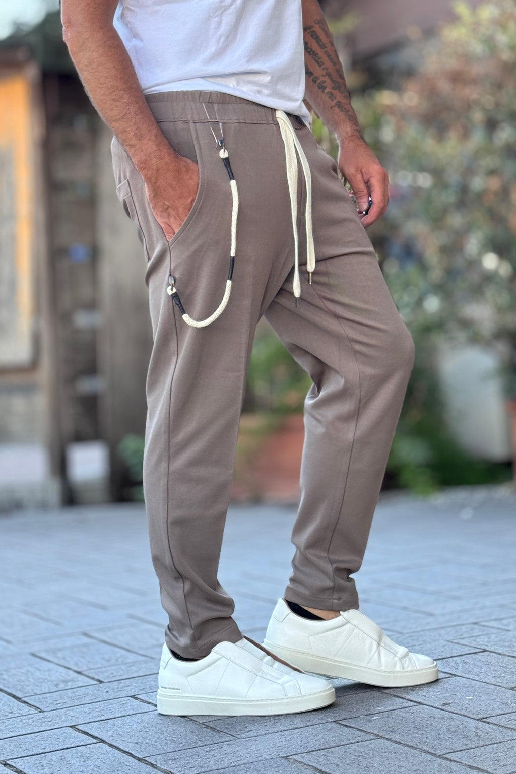 TELAMIRA PANTALACCIO CON COULISSE IN VITA - TORTORA
