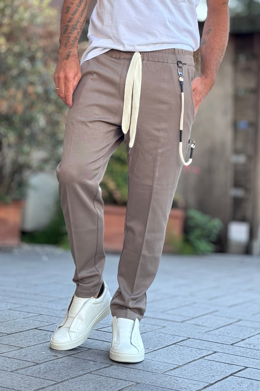 TELAMIRA PANTALACCIO CON COULISSE IN VITA - TORTORA