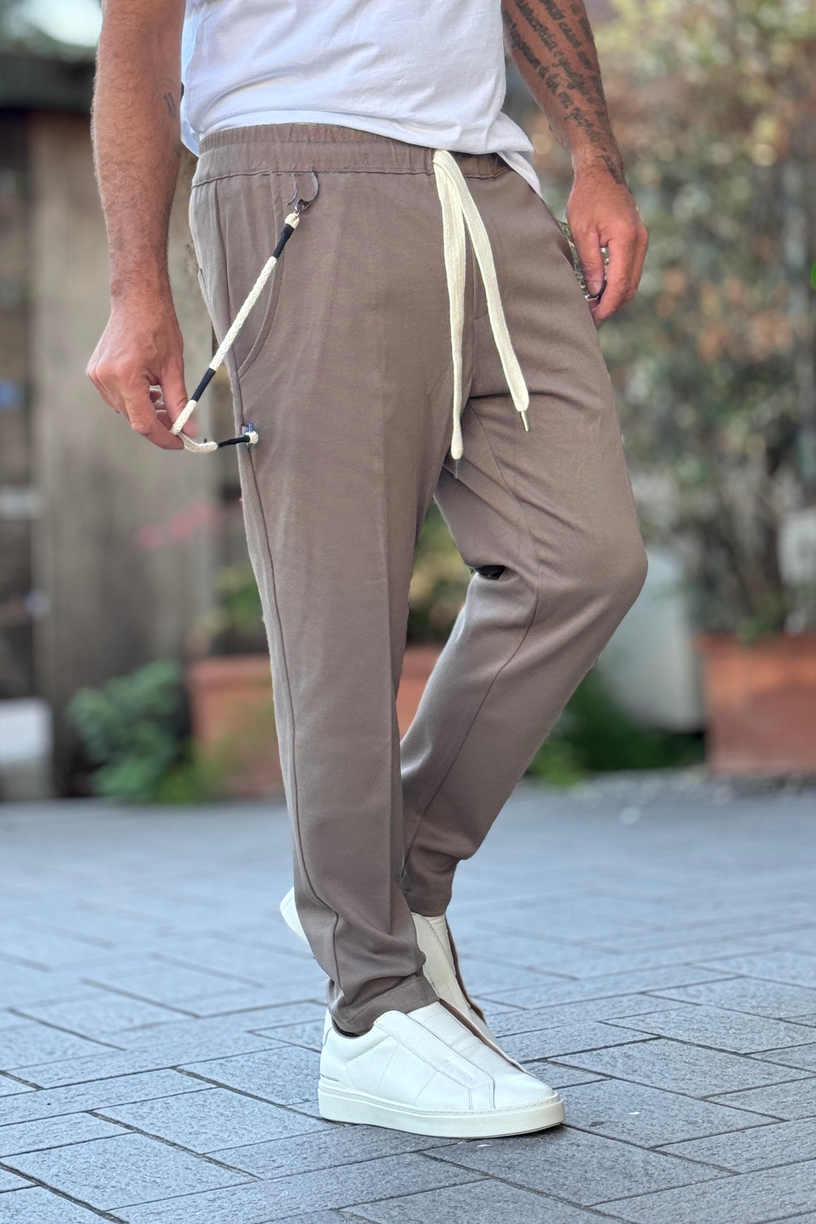 TELAMIRA PANTALACCIO CON COULISSE IN VITA - TORTORA