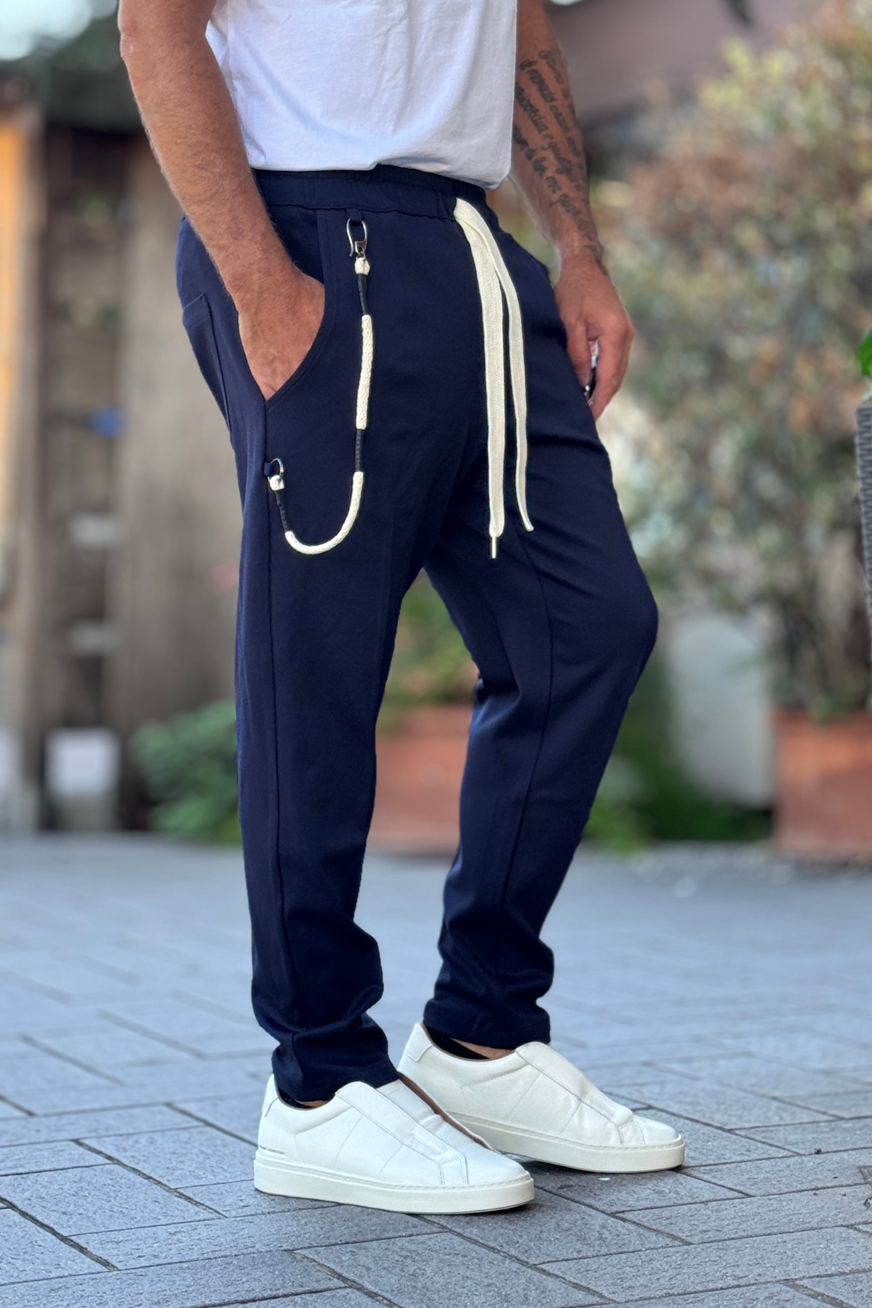 TELAMIRA PANTALACCIO CON COULISSE IN VITA - BLU