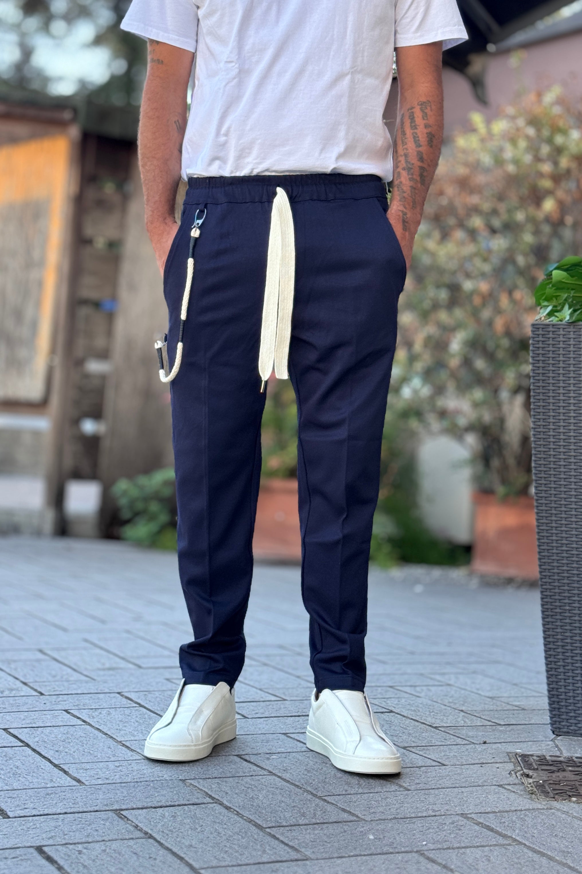 TELAMIRA PANTALACCIO CON COULISSE IN VITA - BLU