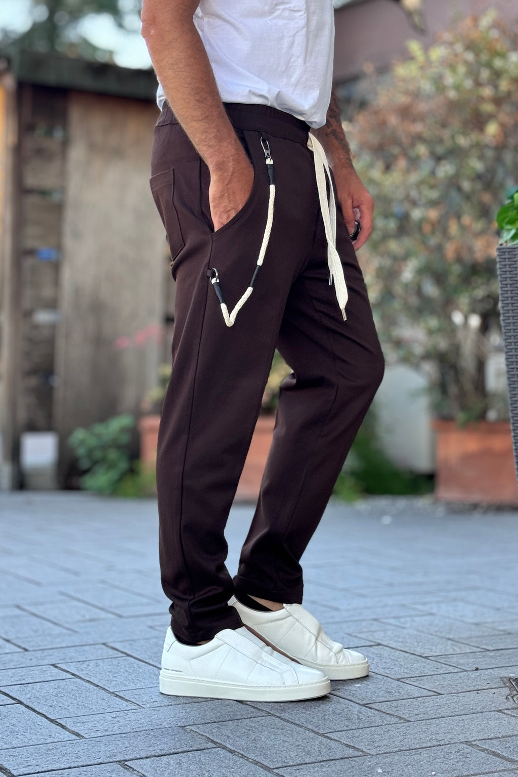 TELAMIRA PANTALACCIO CON COULISSE IN VITA - MORO