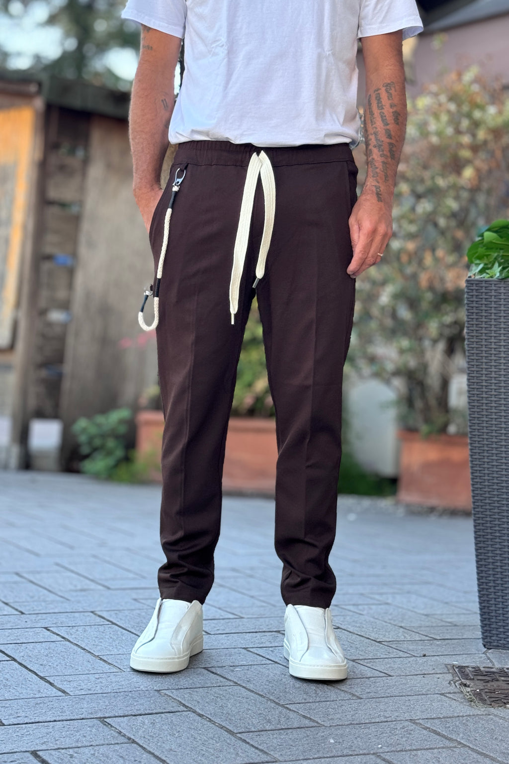 TELAMIRA PANTALACCIO CON COULISSE IN VITA - MORO