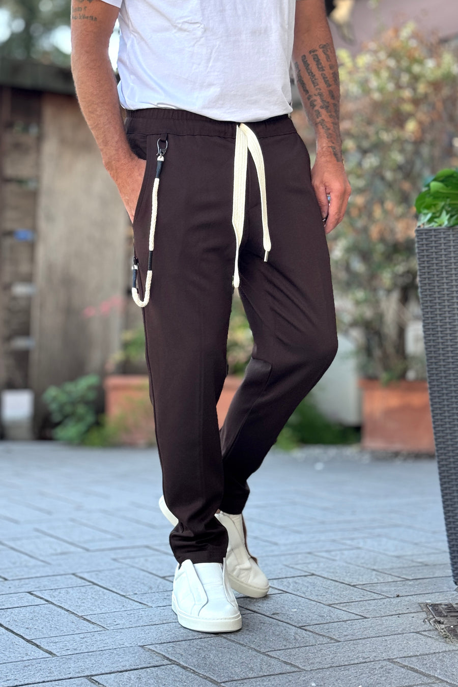 TELAMIRA PANTALACCIO CON COULISSE IN VITA - MORO