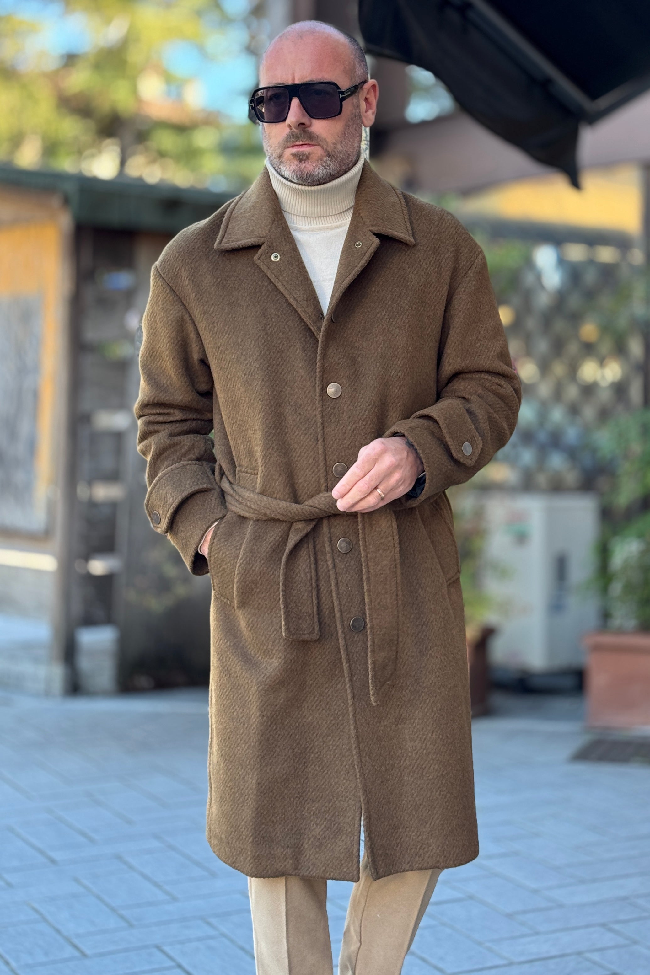 DANIELE ALESSANDRINI CAPPOTTO OVER CON CINTURA E MARTINGALA