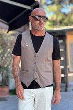 TELAMIRA GILET RIGATO - TORTORA