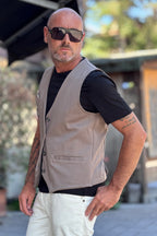 TELAMIRA GILET RIGATO - TORTORA